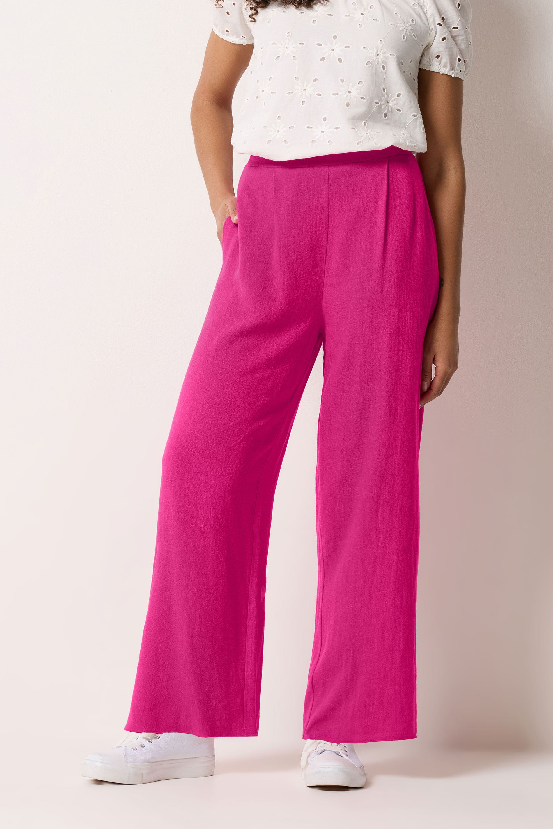 M&Co Pink Linen Wide Leg Trousers | M&Co  3