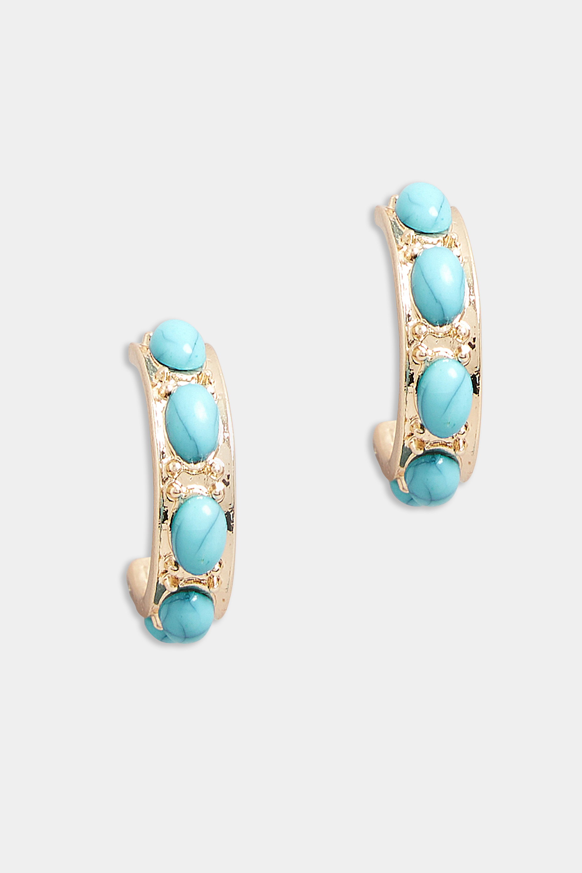 Gold Tone Stone Studded Hoop Earrings | Yours Clothing 2