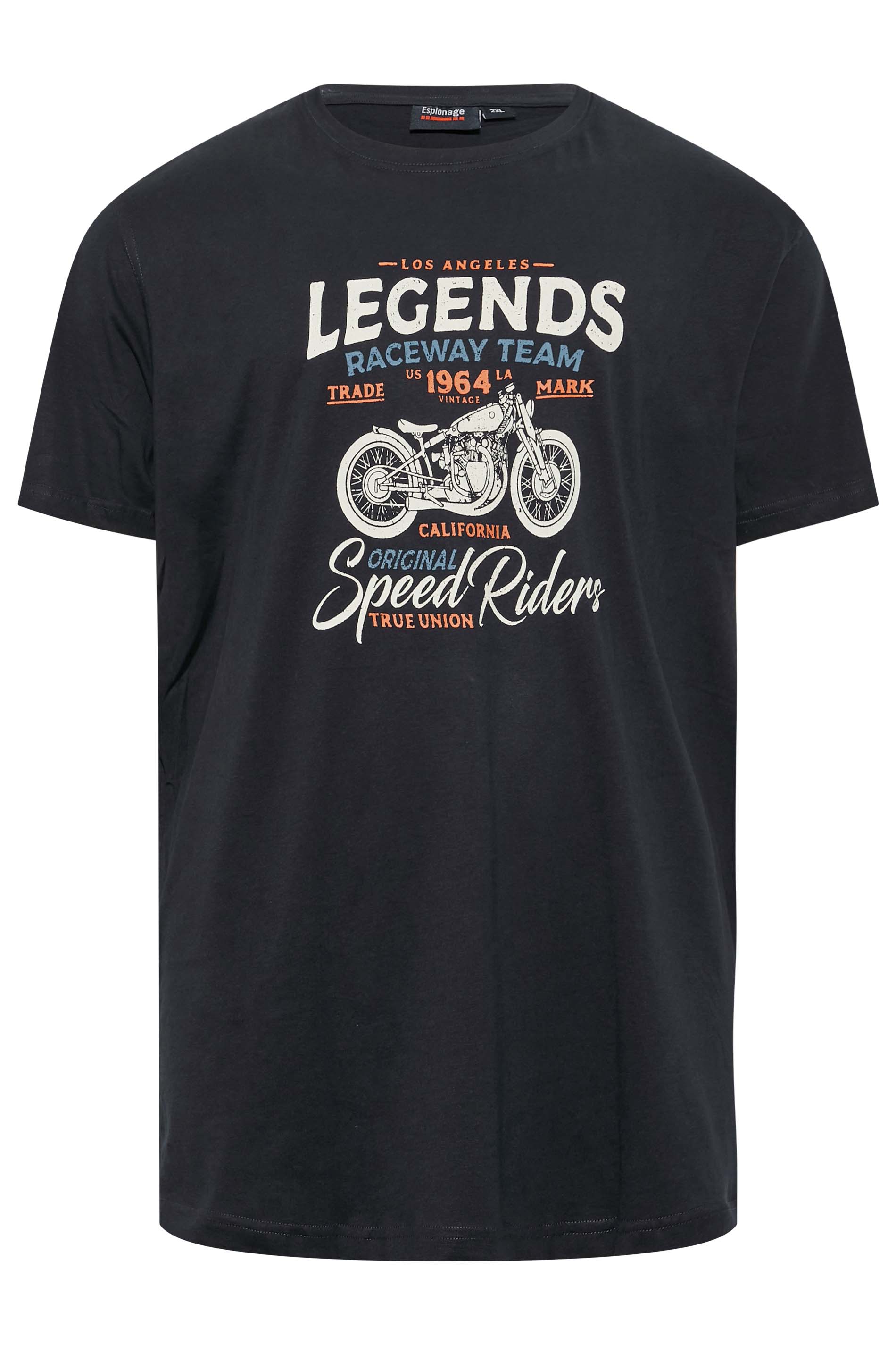 ESPIONAGE Big & Tall Navy Blue 'Legends' Graphic Print T-Shirt | BadRhino 3