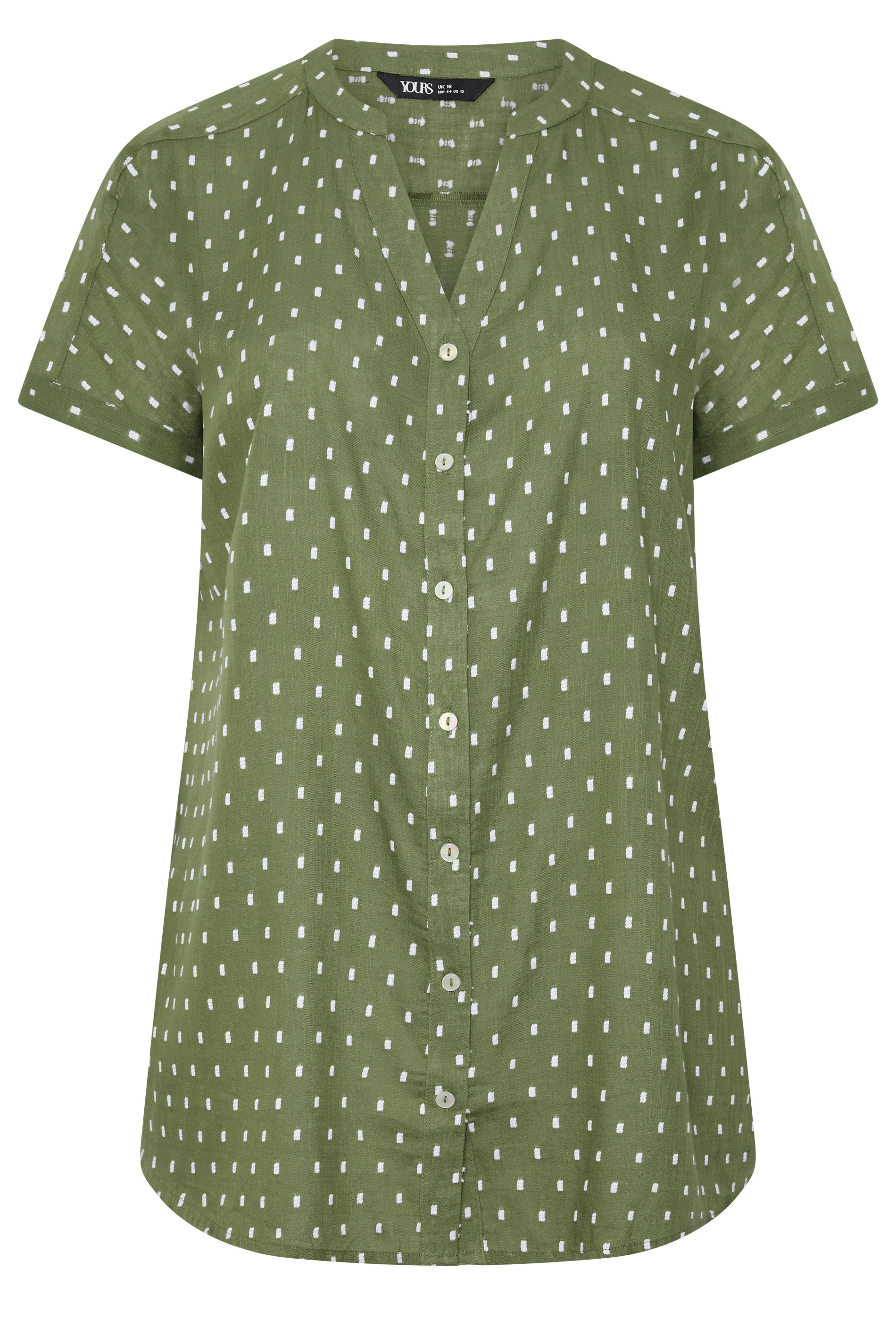 YOURS Curve Green Notch Neck Dobby Blouse | Yours Clothing 5