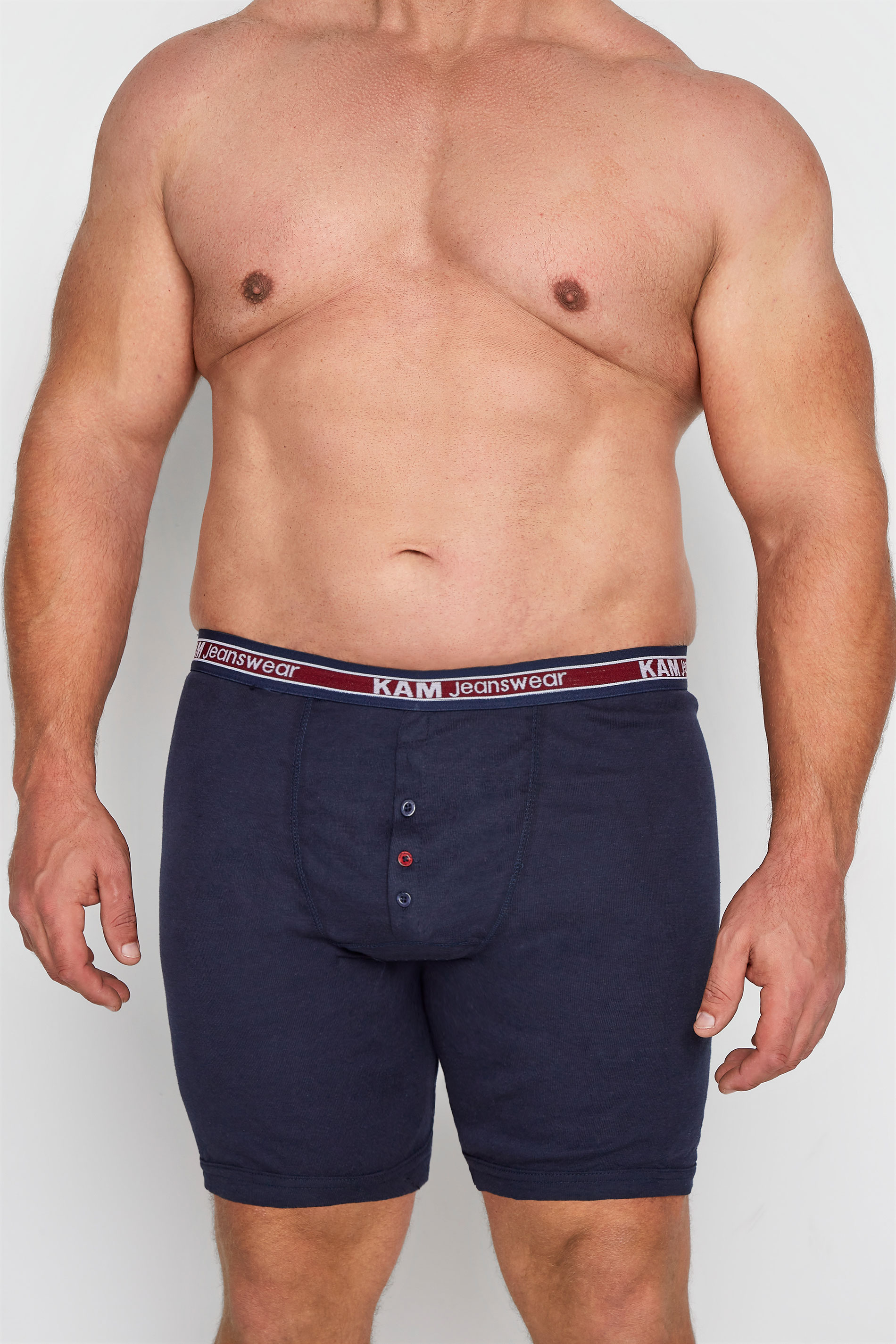 KAM 3 PACK Navy Blue & Grey Assorted Boxers 1