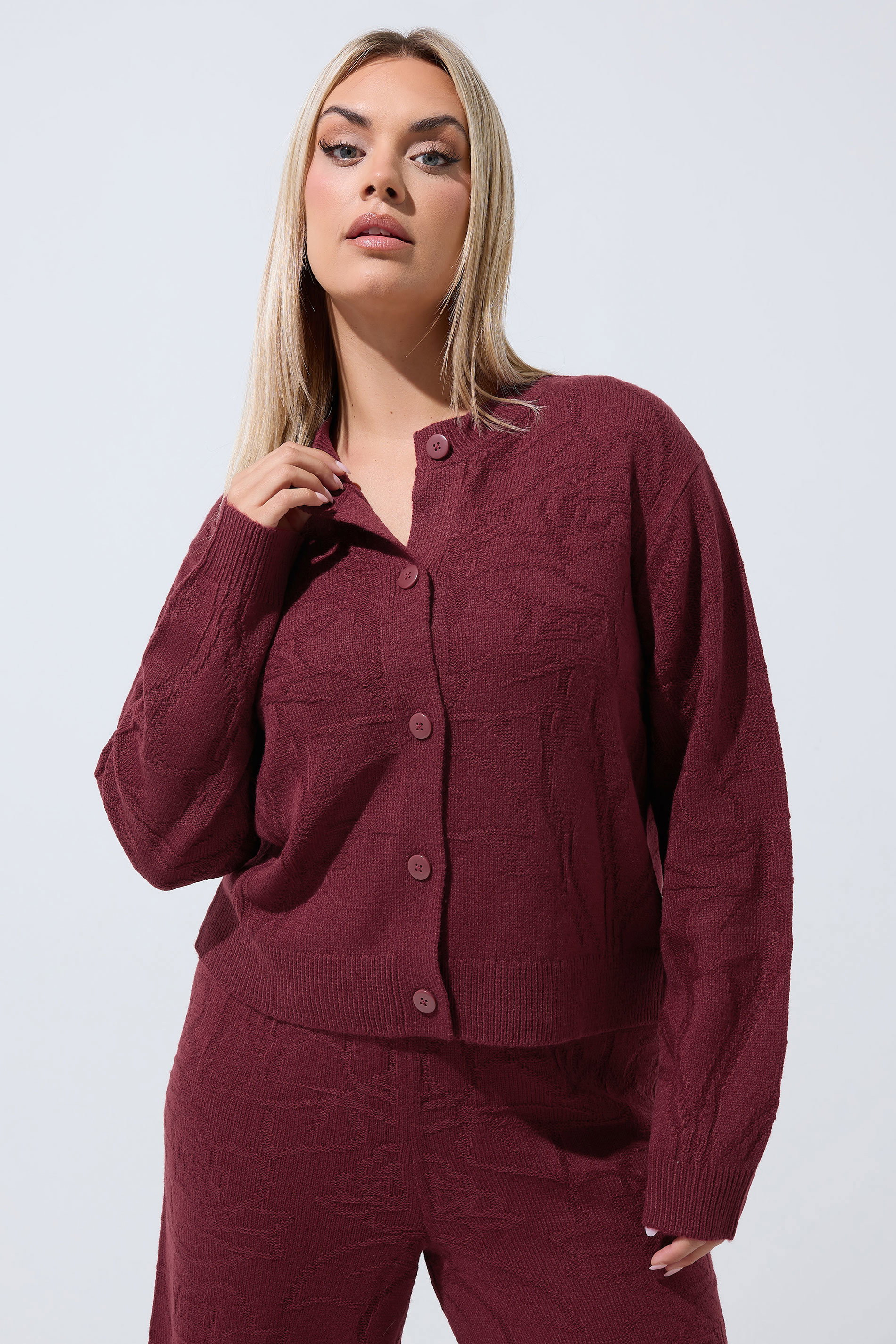 LIMITED COLLECTION Plus Size Red Rose Jacquard Cardigan 1