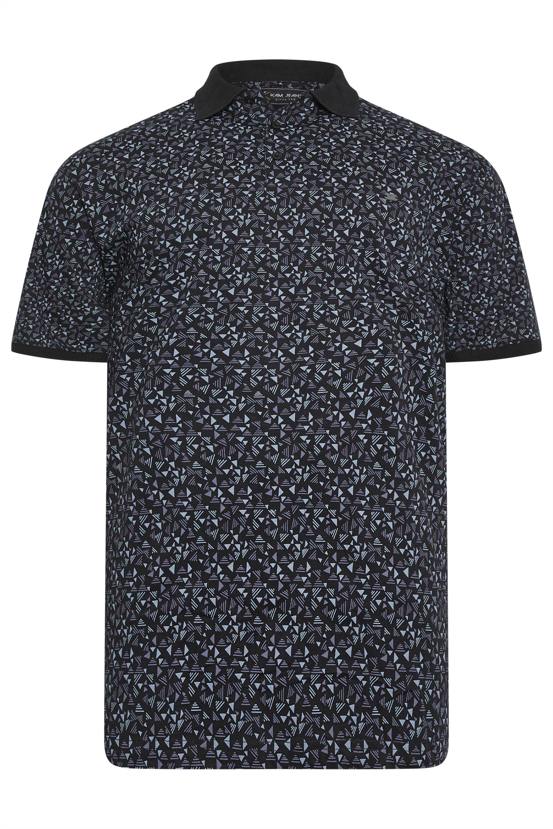 KAM Big & Tall Black Arrow Head Print Polo Shirt | BadRhino 1