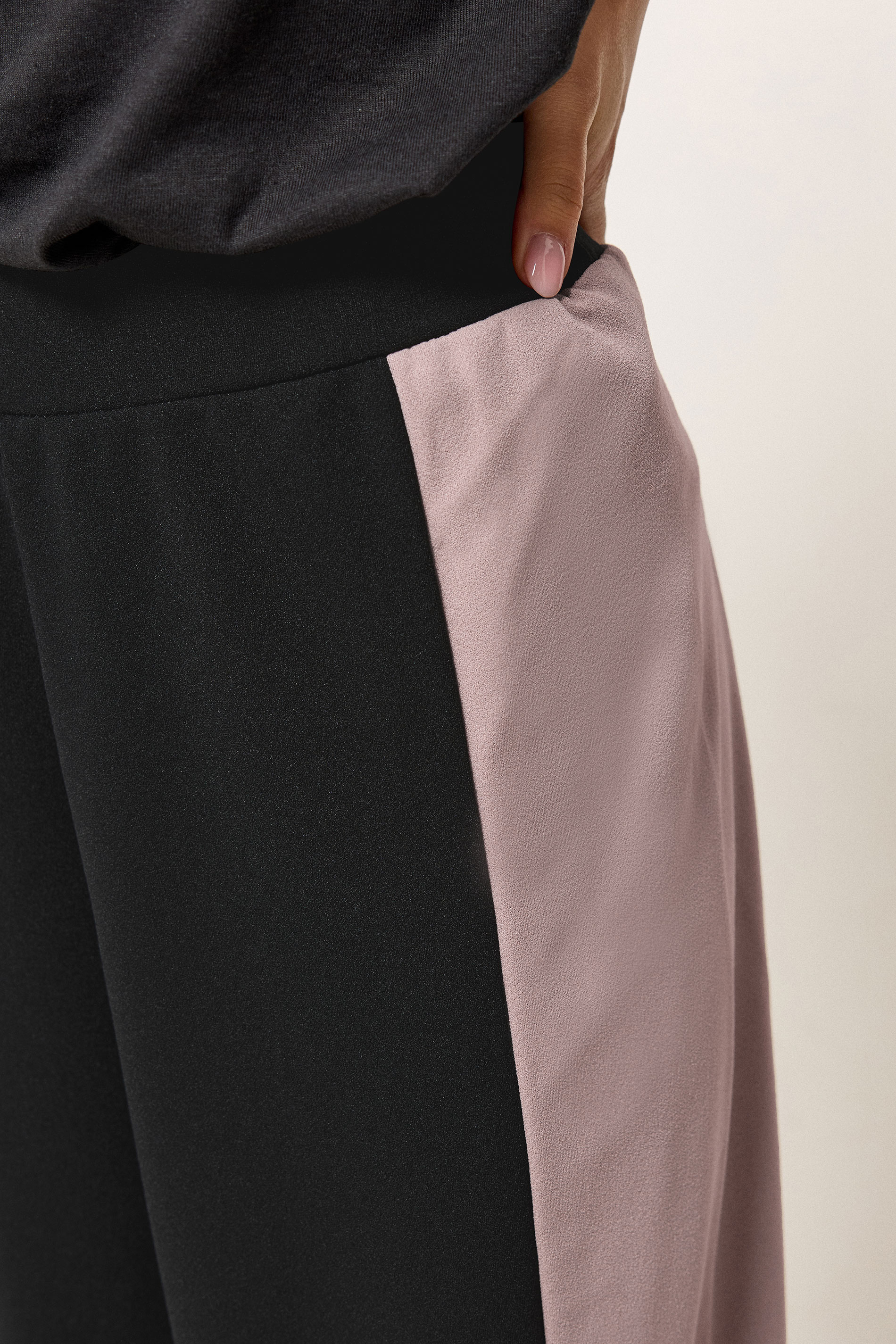 PixieGirl Petite Women's Black Side Panel Wide Leg Trousers | PixieGirl 4