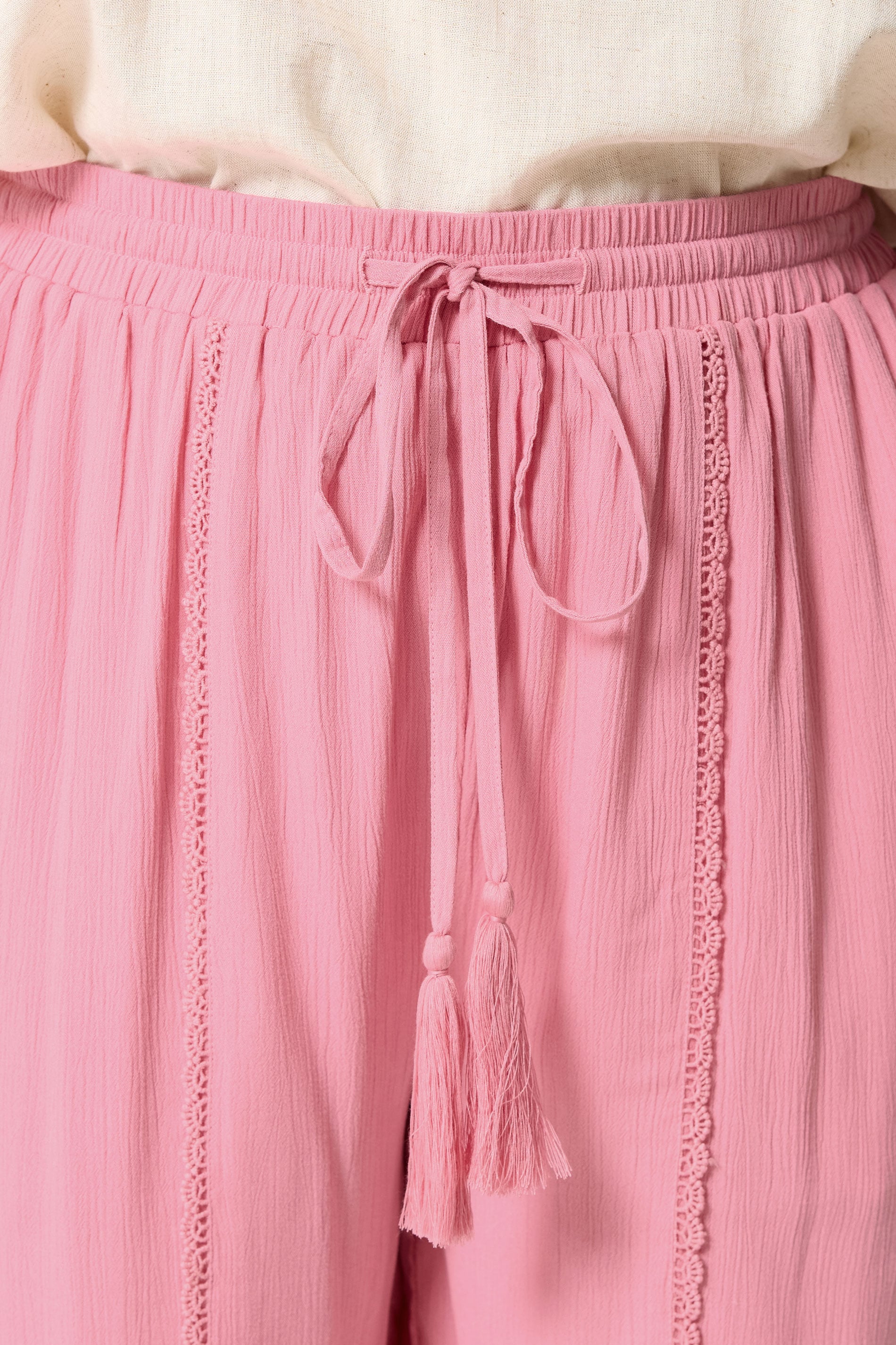 YOURS Plus Size Pink Tassel Shorts | Yours Clothing 4