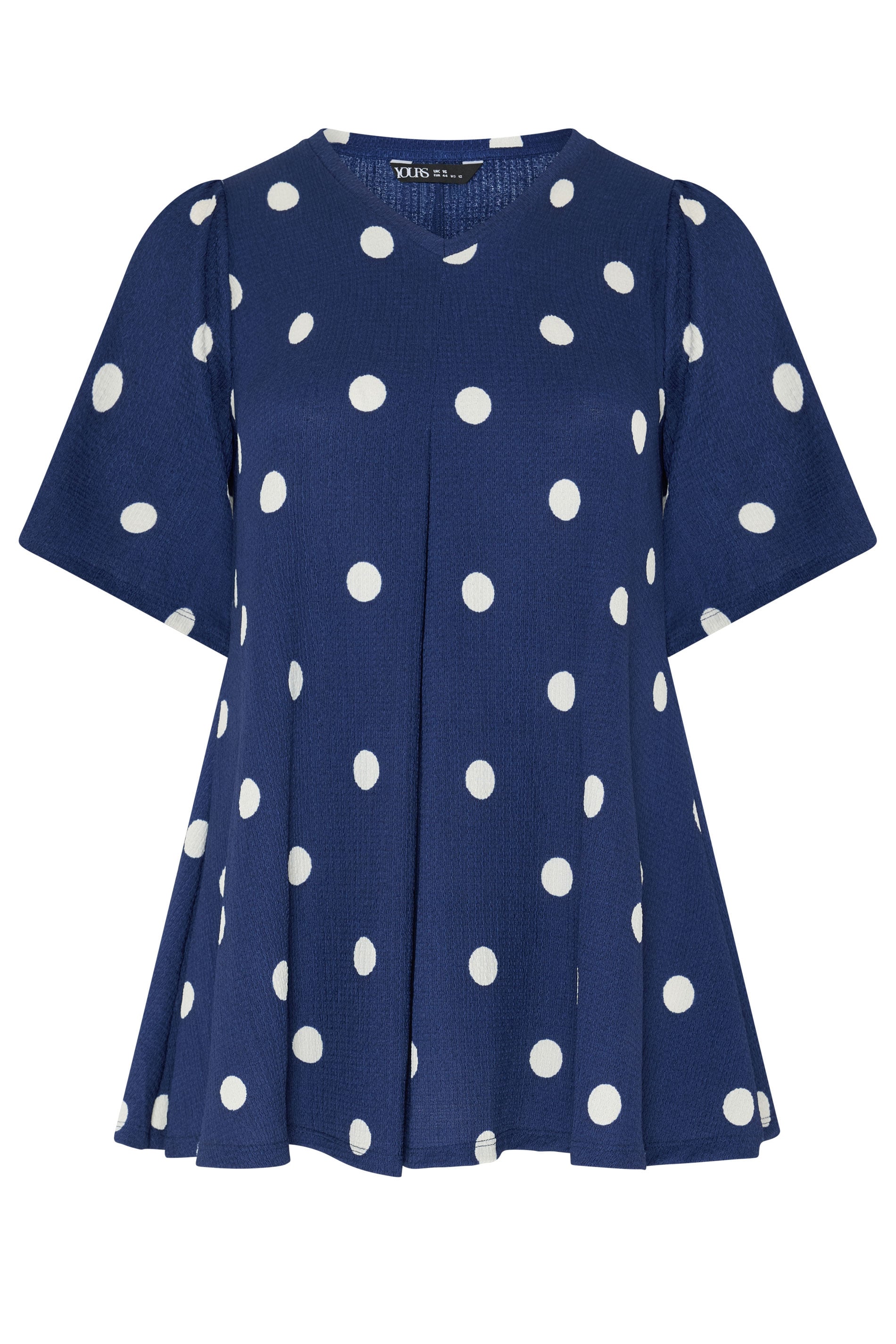YOURS Plus Size Cobalt Blue Polka Dot Pleat Front Top | Yours Clothing 5