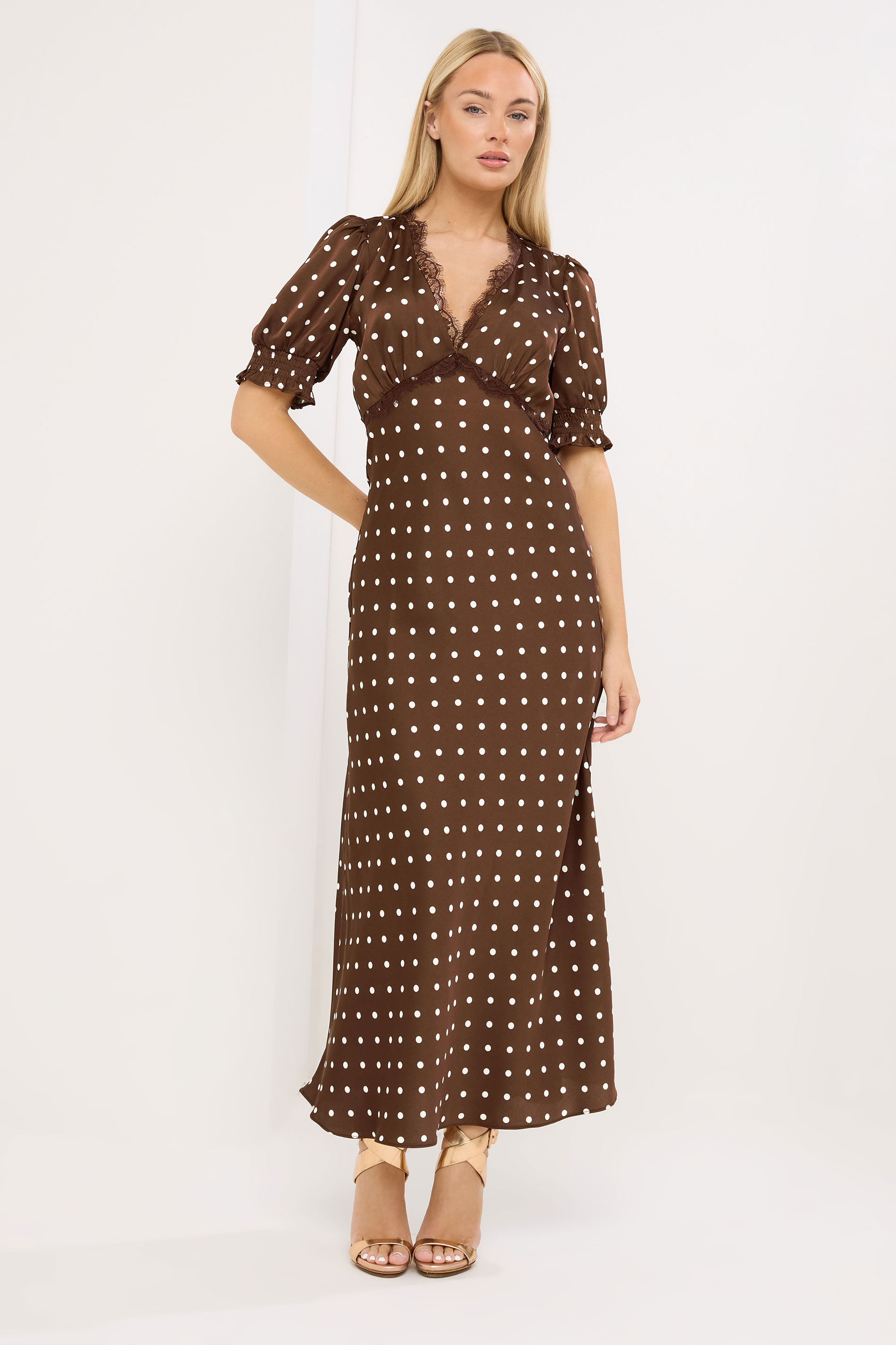 STAR Chocolate Brown Polka Dot Maxi Dress | StarByJM 3