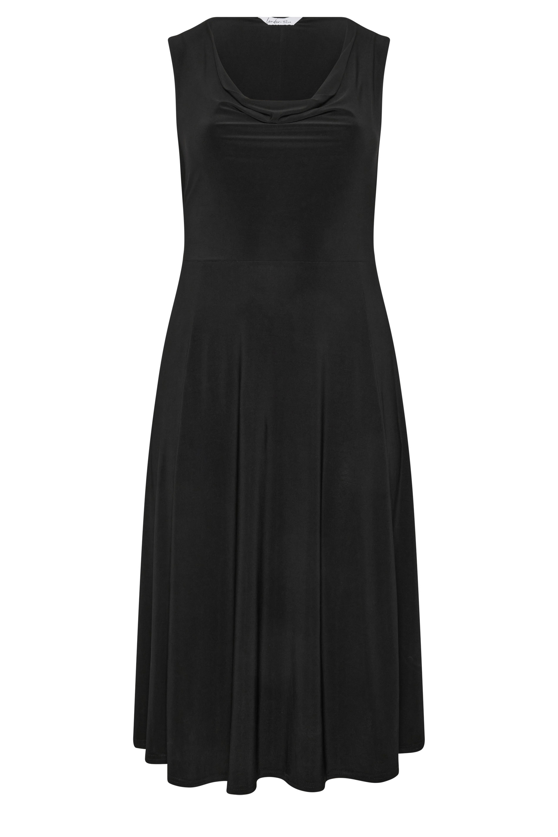 YOURS LONDON Plus Size Black Drape Front Midi Dress | Yours Clothing 5