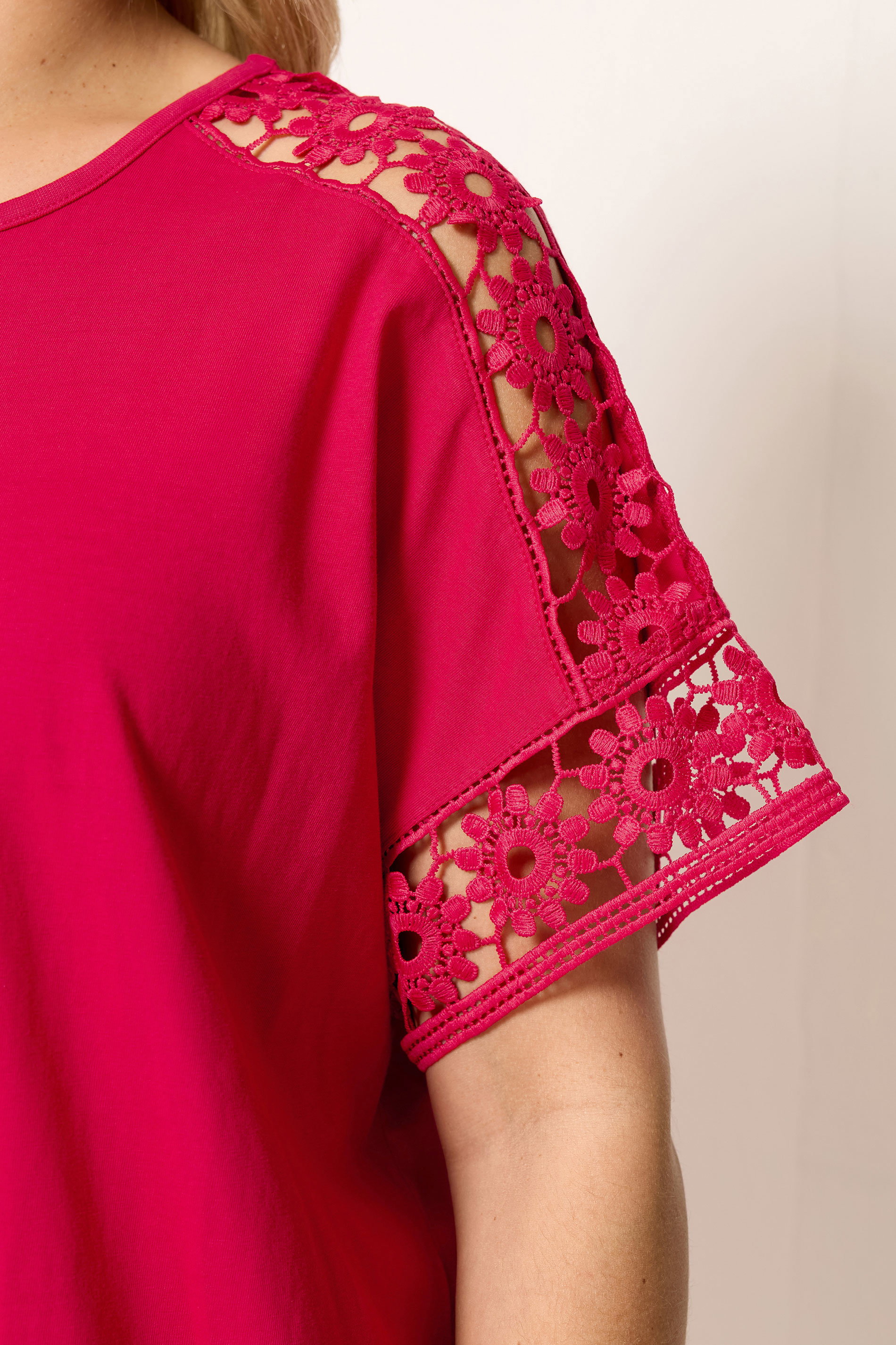 YOURS Plus Size Red Crochet T-Shirt | Yours Clothing 4
