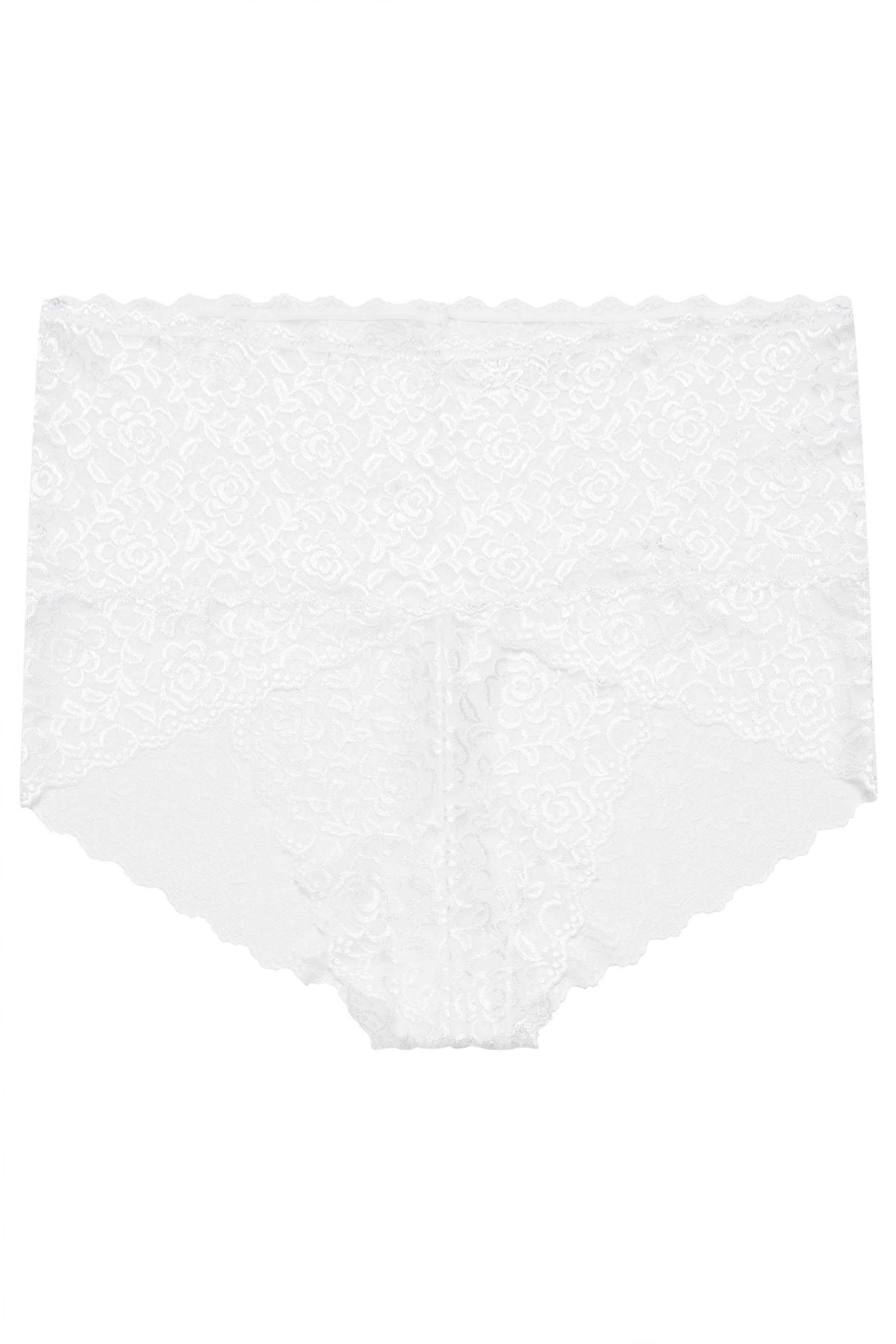 YOURS Curve White Hi Shine Lace Deep Waistband Full Briefs | Yours Clothing