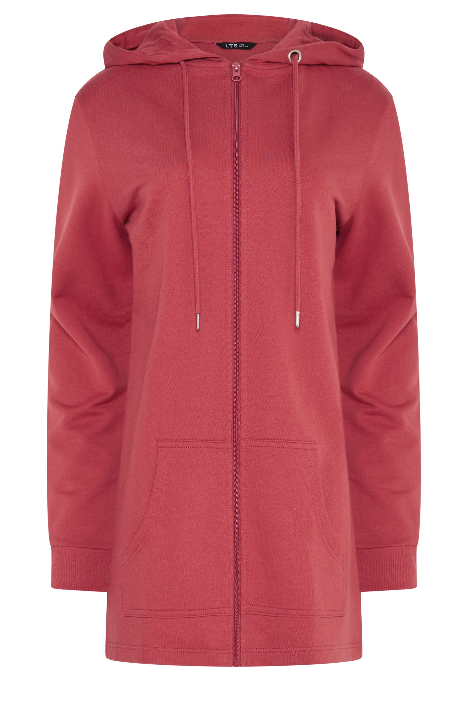 LTS Tall Women's Red Cotton Longline Zip Hoodie | Long Tall Sally 1