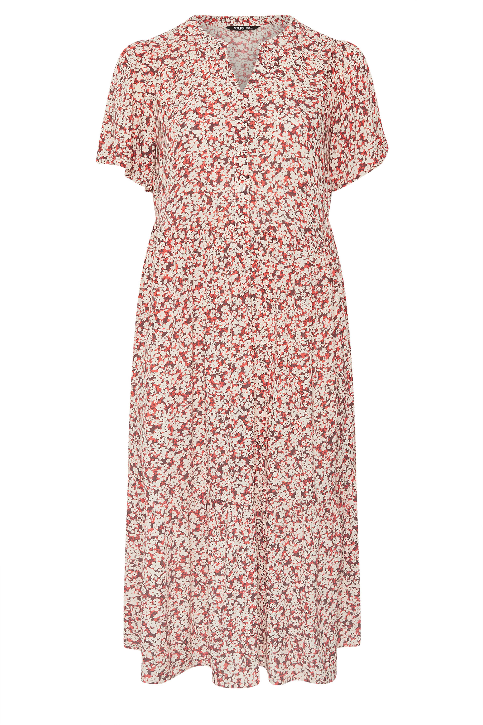 YOURS Plus Size Orange Floral Placket Dress | Yours Clothing 5
