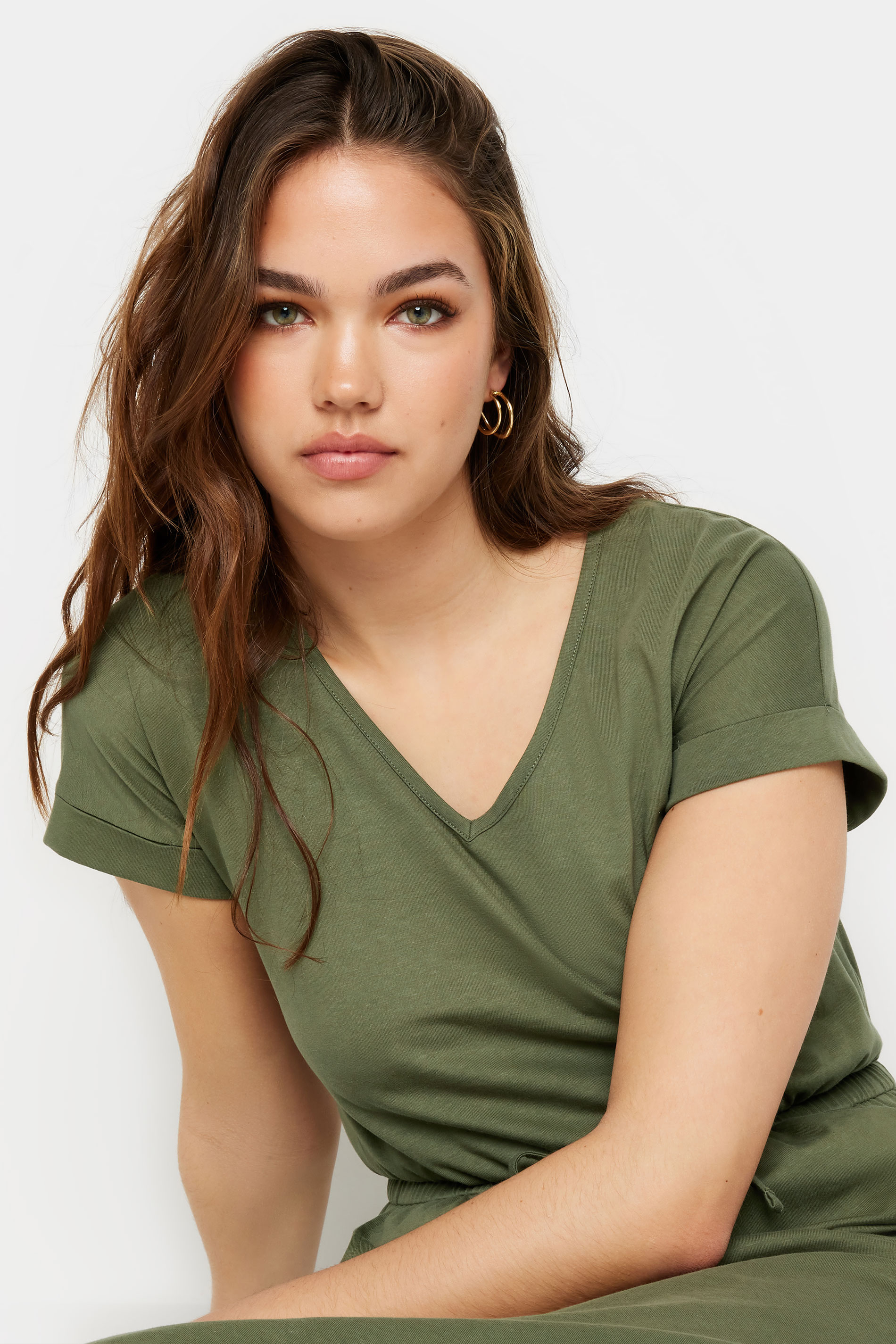 LTS Tall Women's Khaki Green Tie Waist Maxi T-Shirt Dress | Long Tall Sally 2