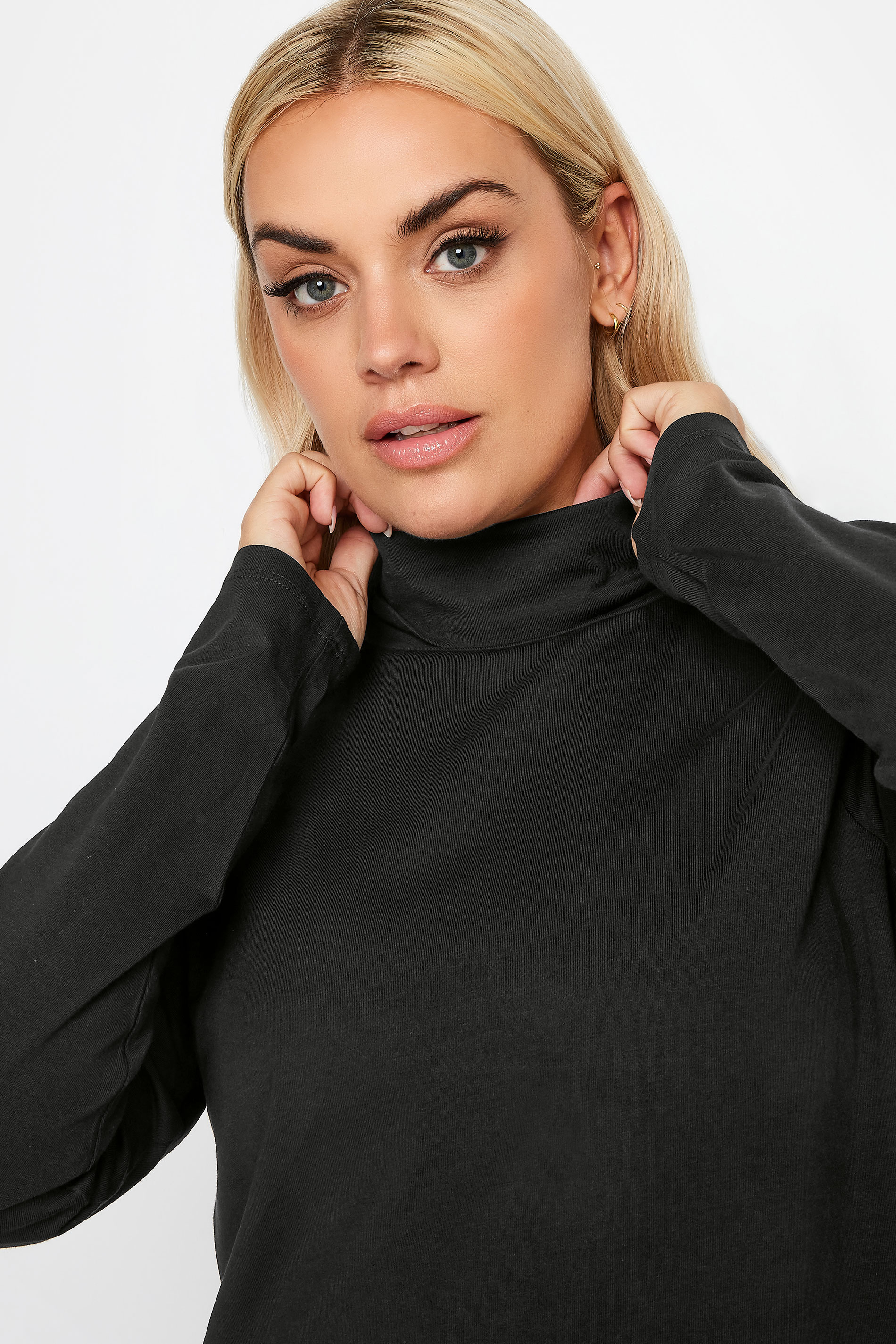 Women's Plus Size Long Sleeve Turtleneck Top Black X-Large at