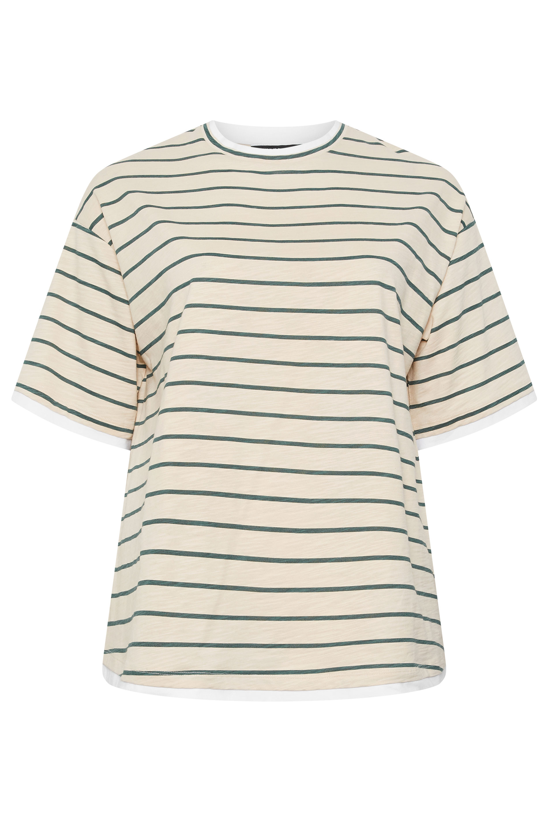 YOURS Plus Size Ivory White Stripe Ringer T-Shirt | Yours Clothing 6