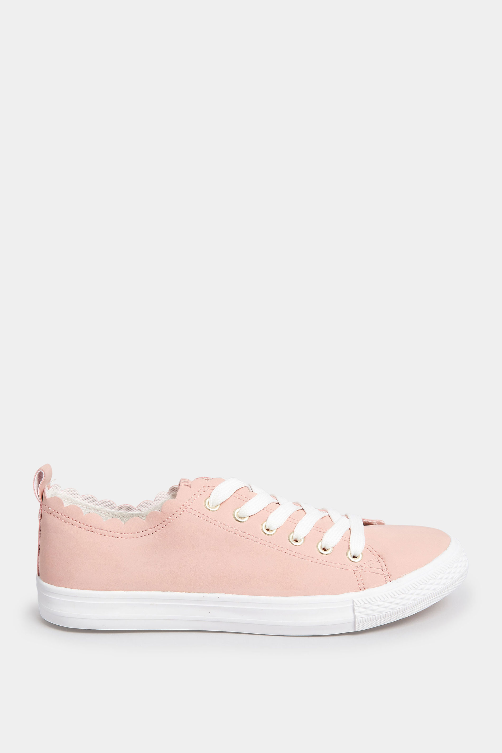 Pink Scalloped Edge Trainers In Wide E Fit | Yours Clothing 3