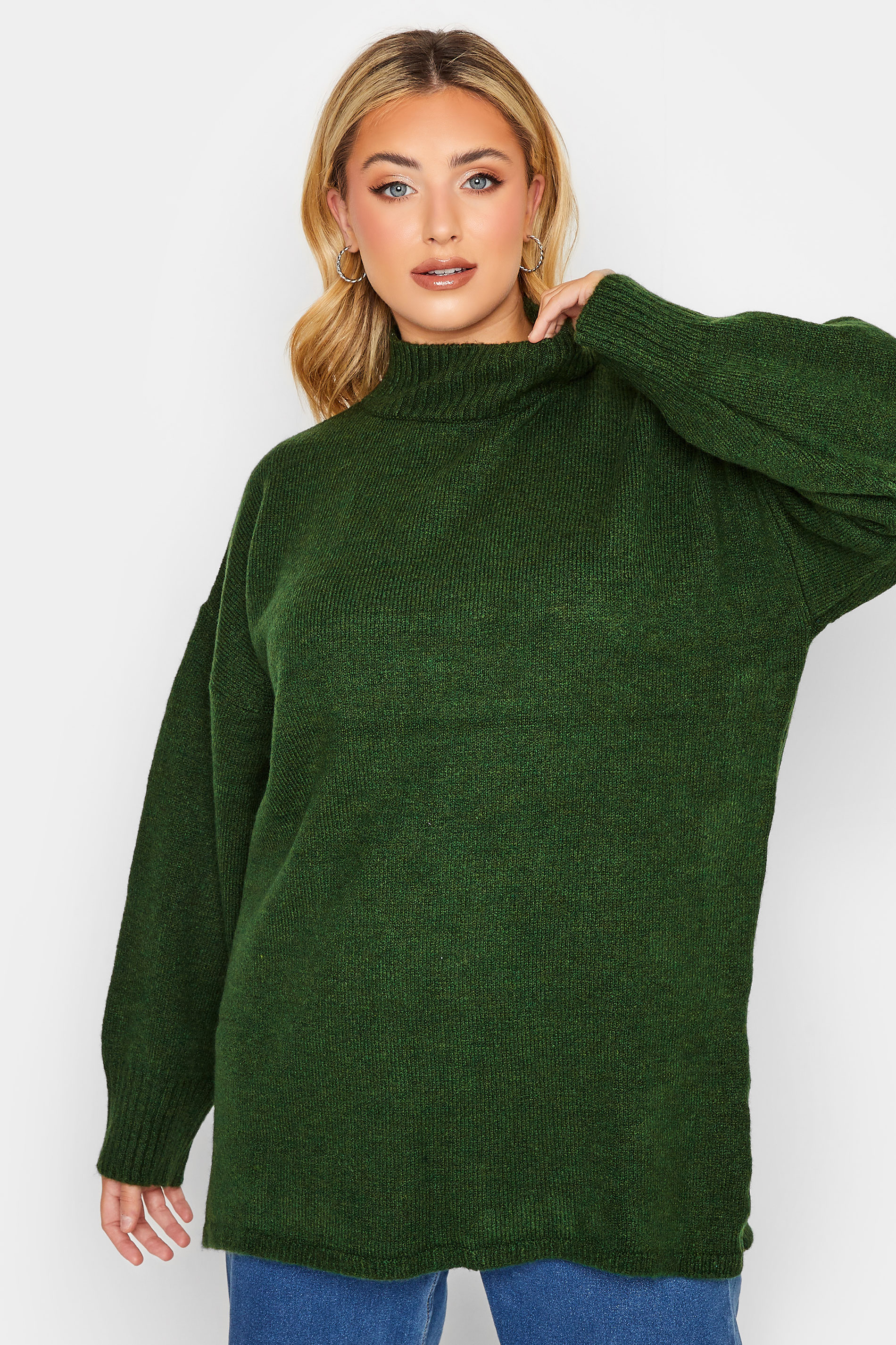 YOURS LUXURY Plus Size Green Batwing Jumper | Yours Clothing 1