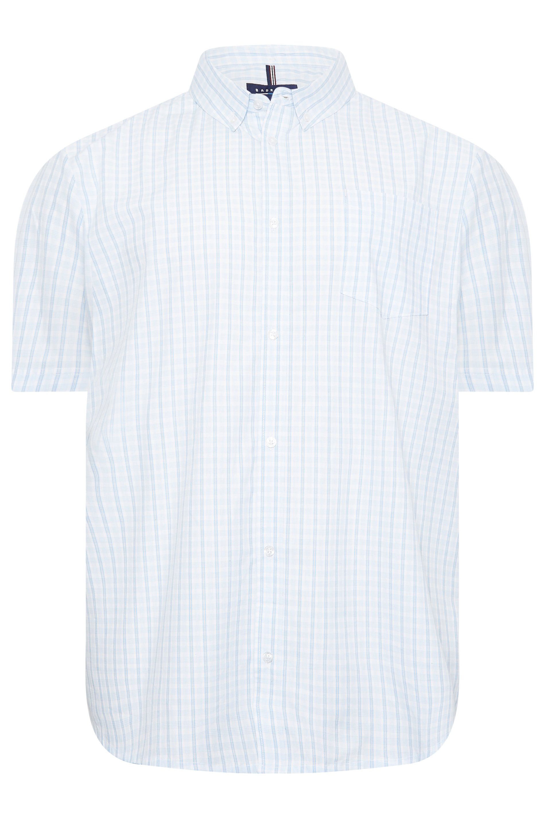 BadRhino Big & Tall Plus Size Light Blue Check Short Sleeve Shirt | BadRhino 3