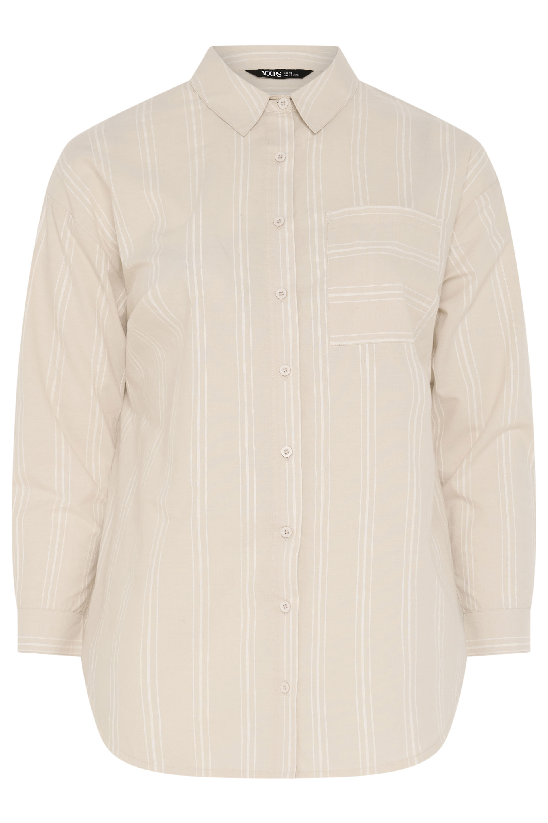 YOURS Plus Size Natural Brown Stripe Button Shirt | Yours Clothing 6