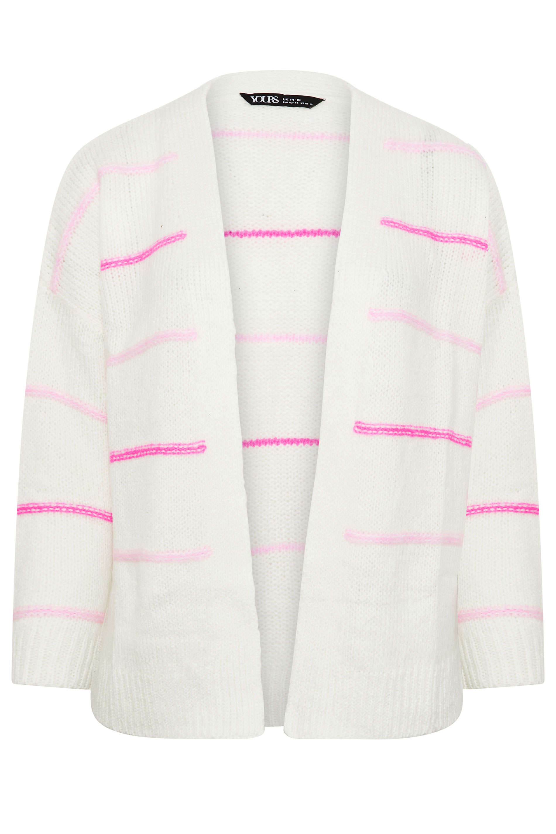 YOURS Plus Size White & Pink Stripe Knitted Cardigan | Yours Clothing 6