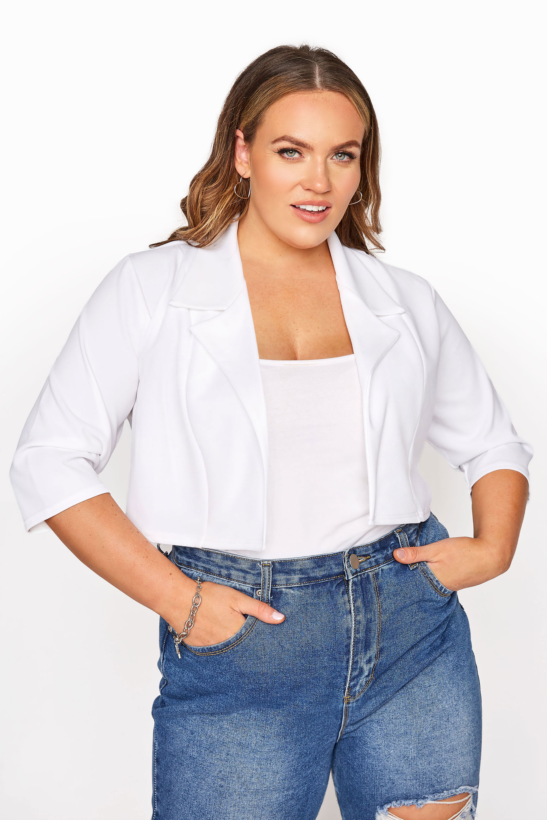 Rendition sygdom klaver White Cropped Blazer | Yours Clothing