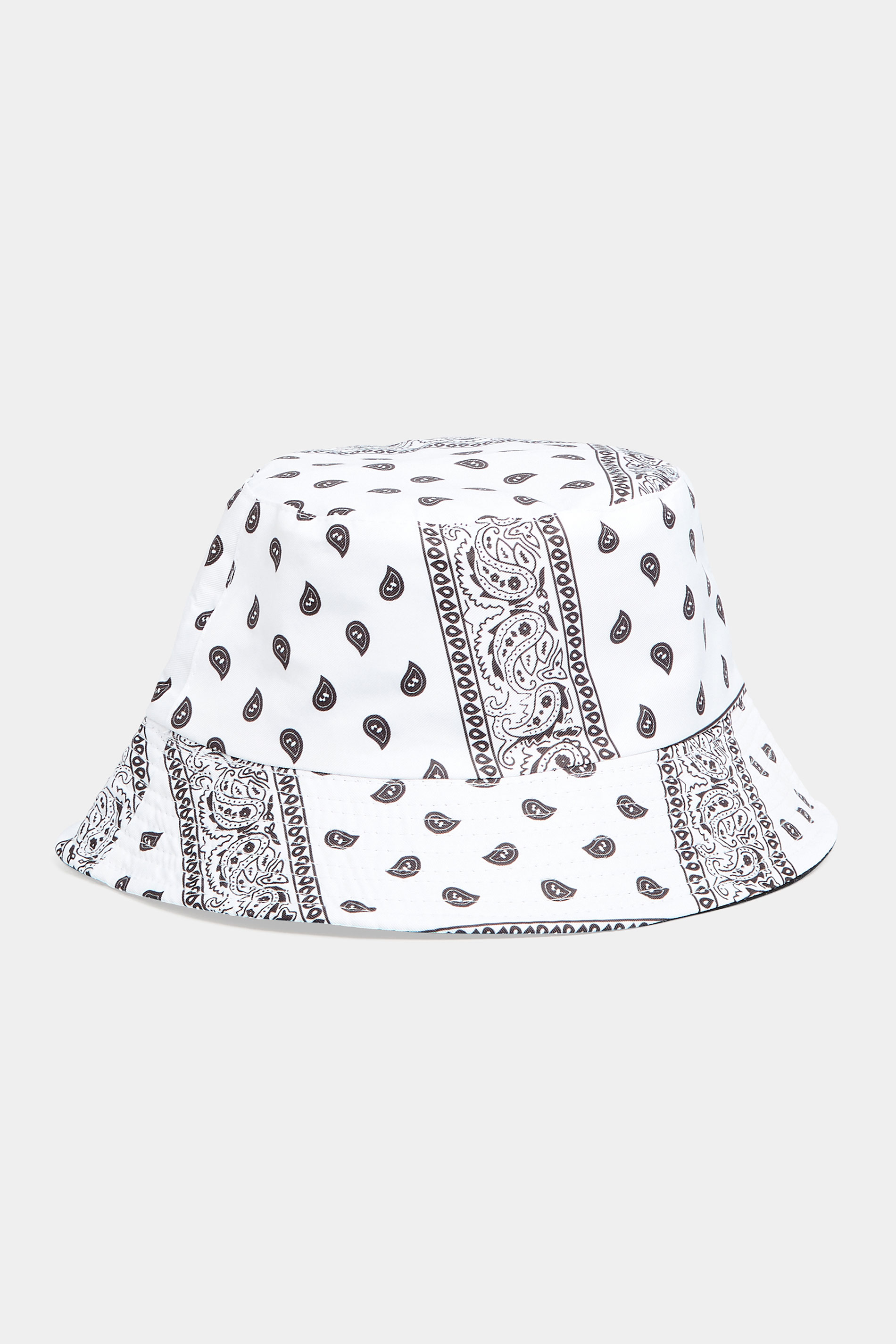 Black & White Paisley Print Reversible Bucket Hat 1