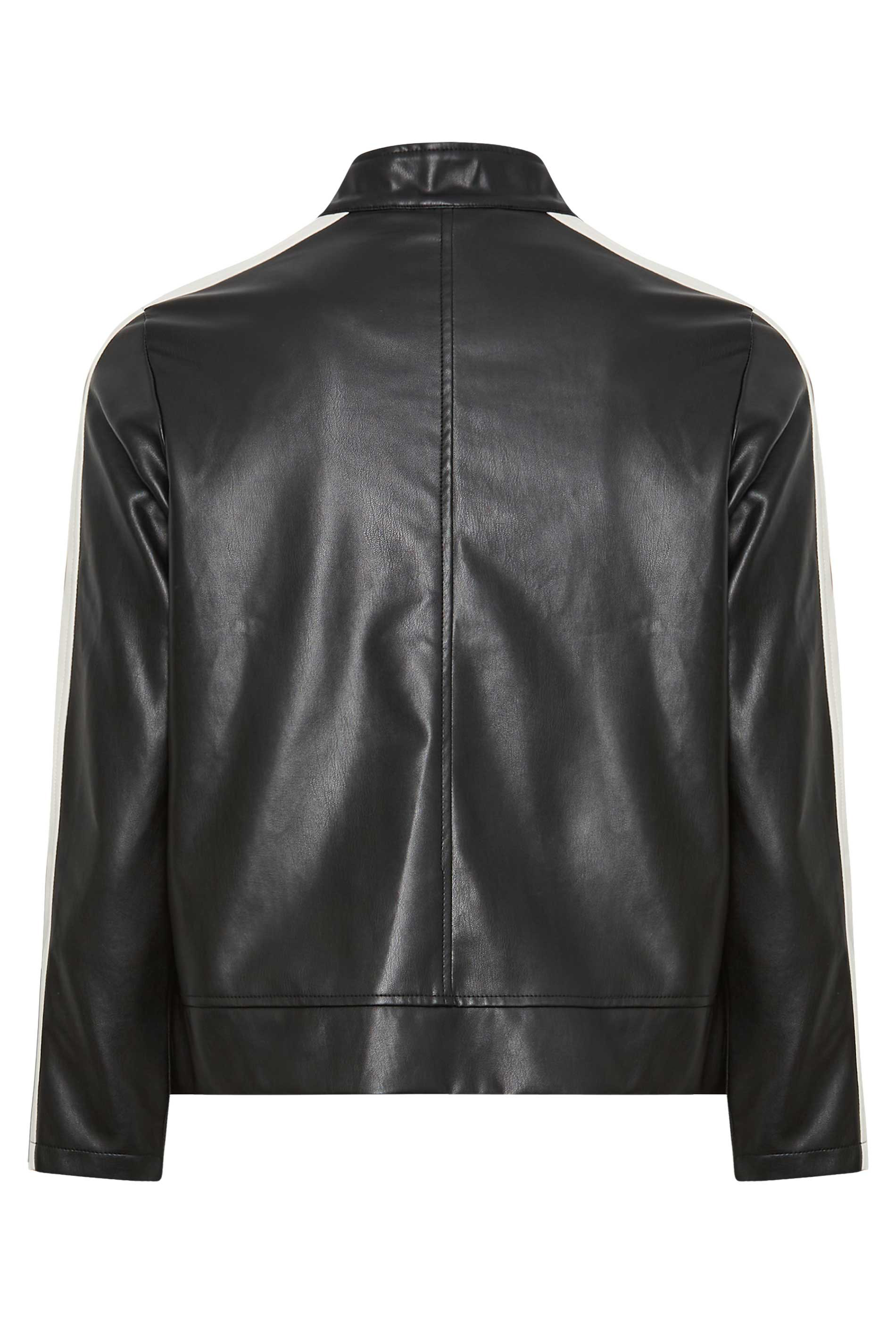 Neutrals Varsity Jacket Women Contrast Sleeve PU Leather Coats