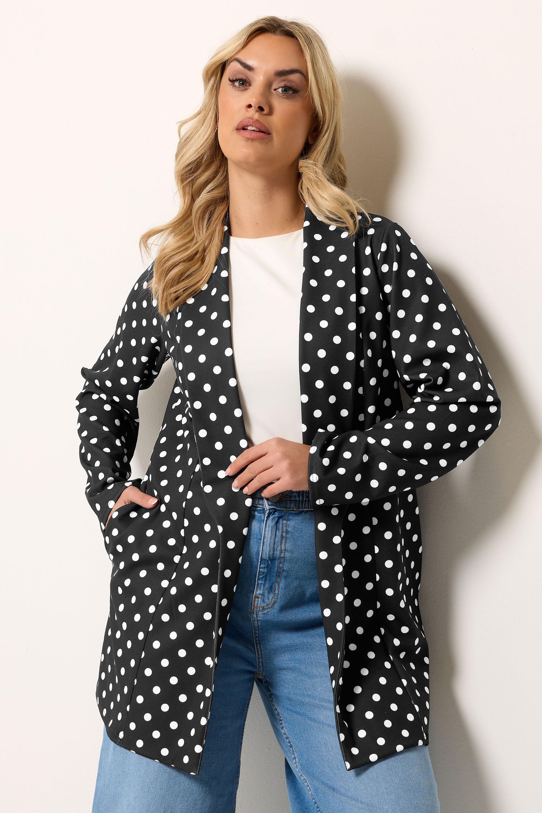 YOURS Plus Size Black Polka Dot Blazer | Yours Clothing 3