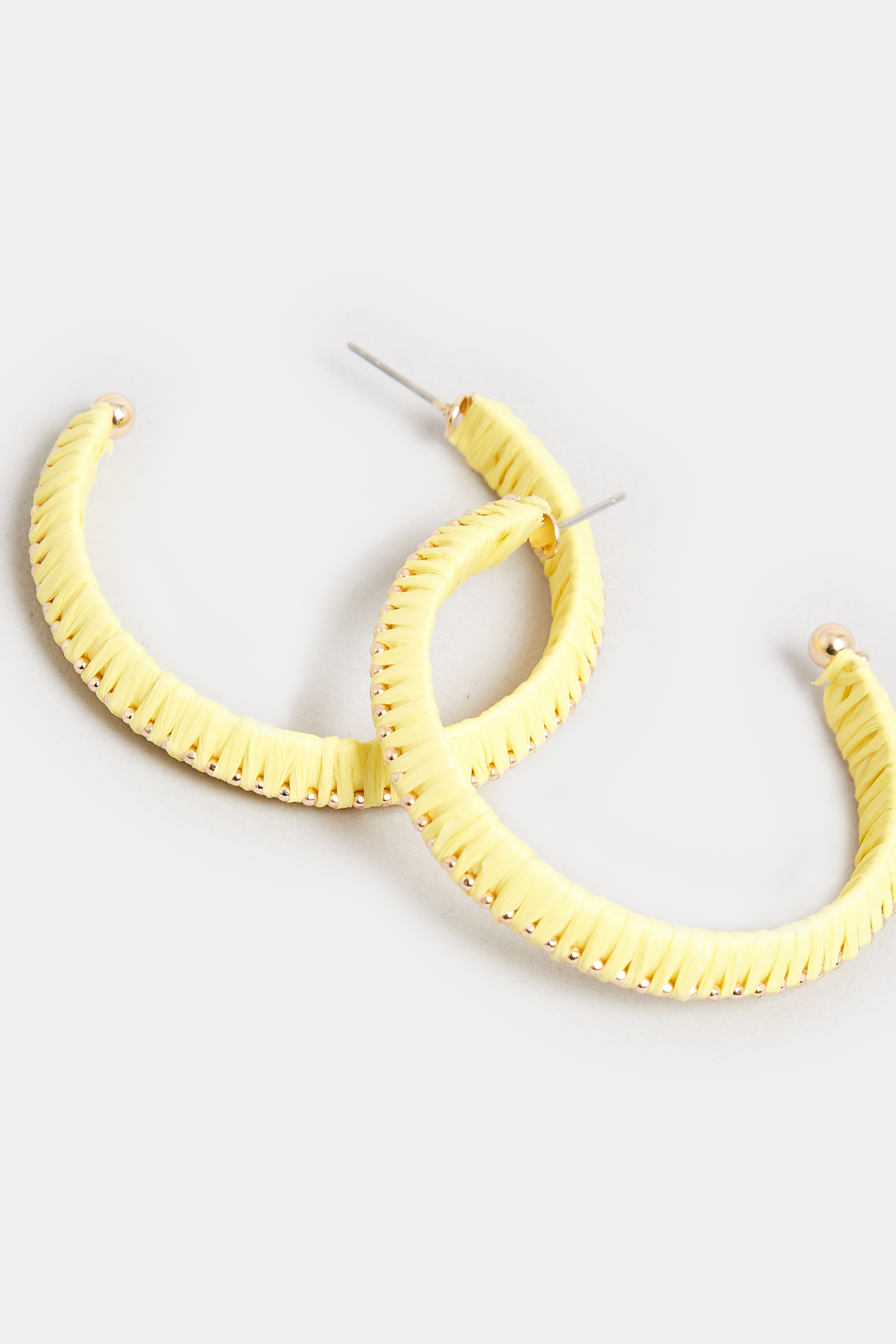 Yellow Raffia Hoop Earrings | Yours Clothing 3