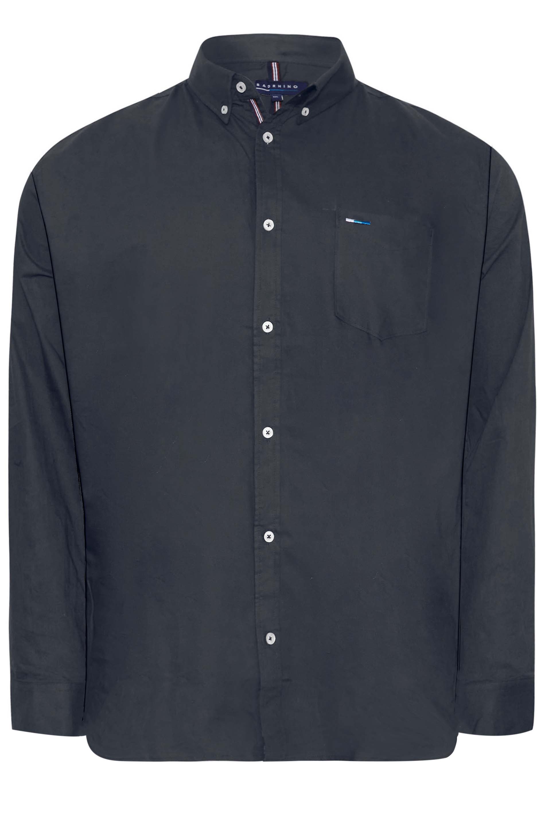 BadRhino Navy Blue Essential Long Sleeve Oxford Shirt | BadRhino 3