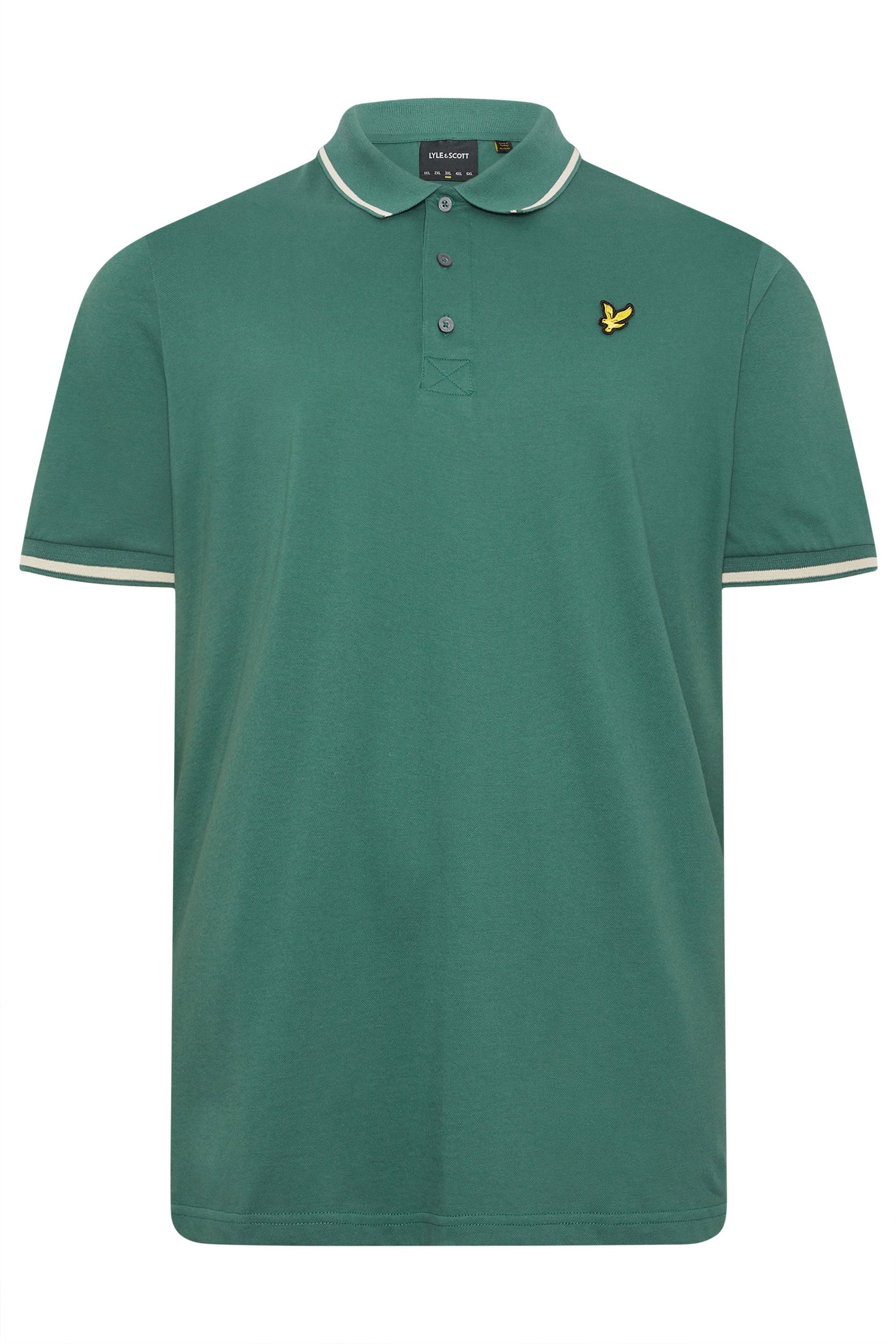 LYLE & SCOTT Big & Tall Everglade Green Tipped Polo Shirt | BadRhino 2