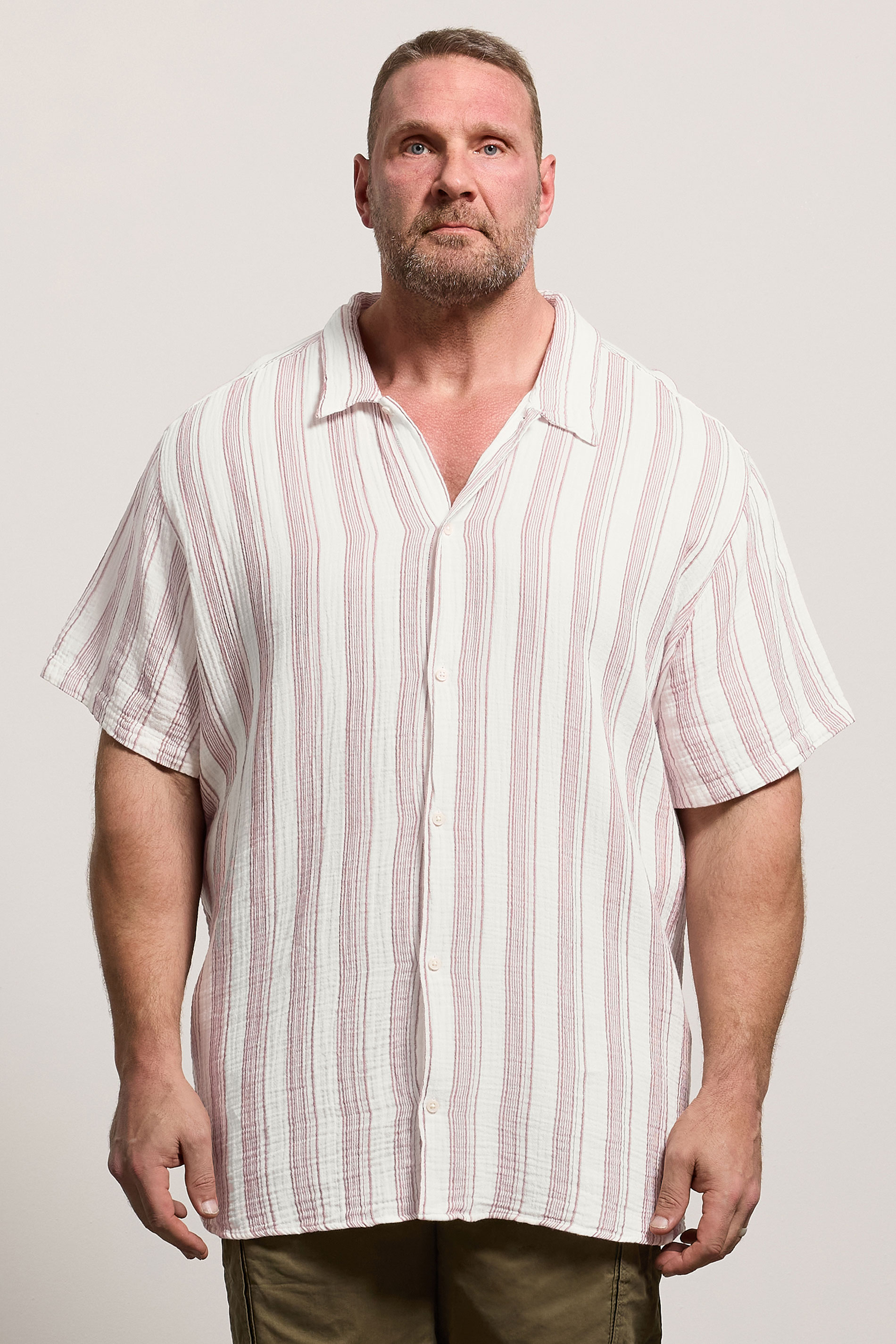 JACK & JONES Big & Tall Cabernet Red Striped Shirt | BadRhino 3