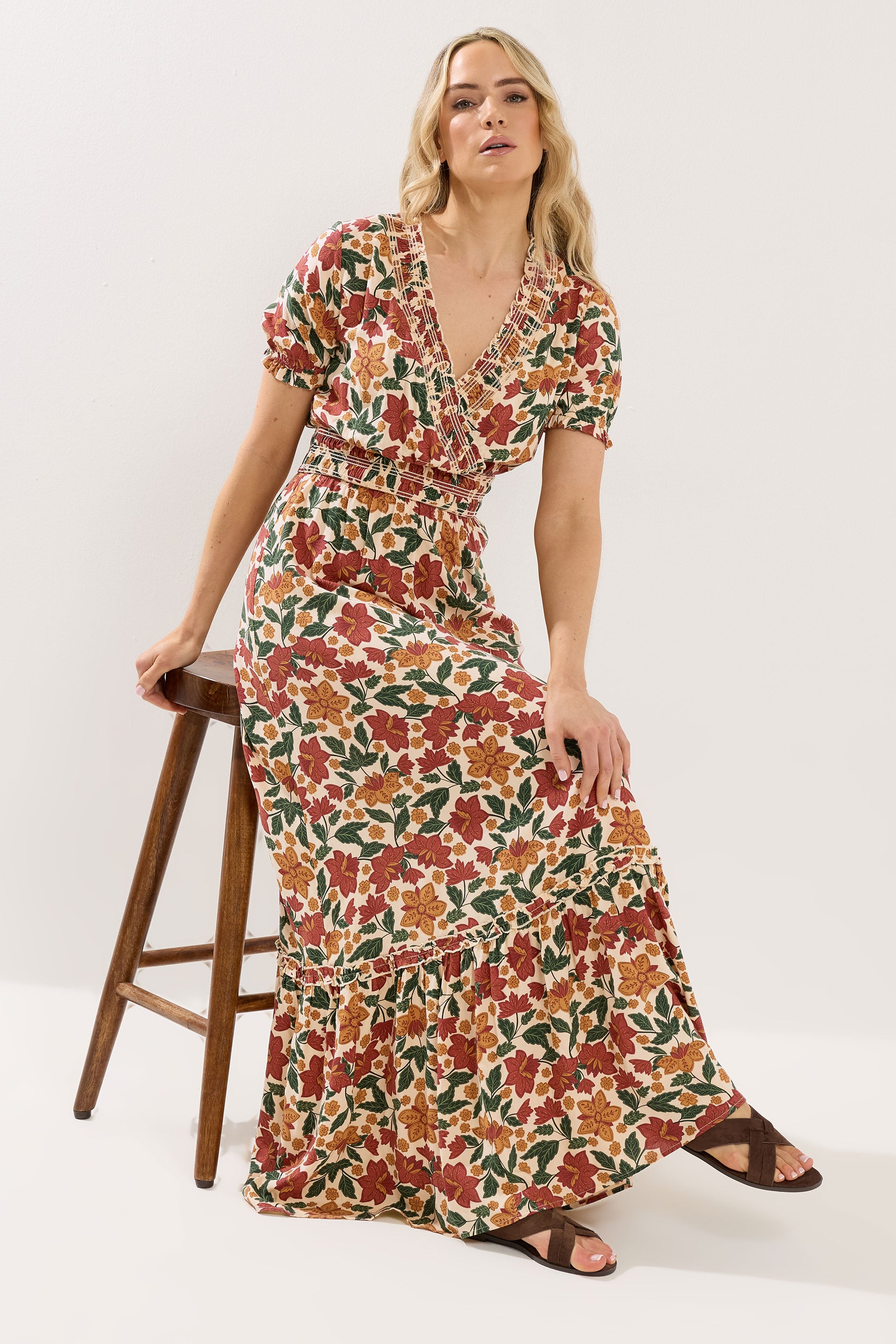 LTS Tall Women's Orange Floral Maxi Dress | Long Tall Sally 1