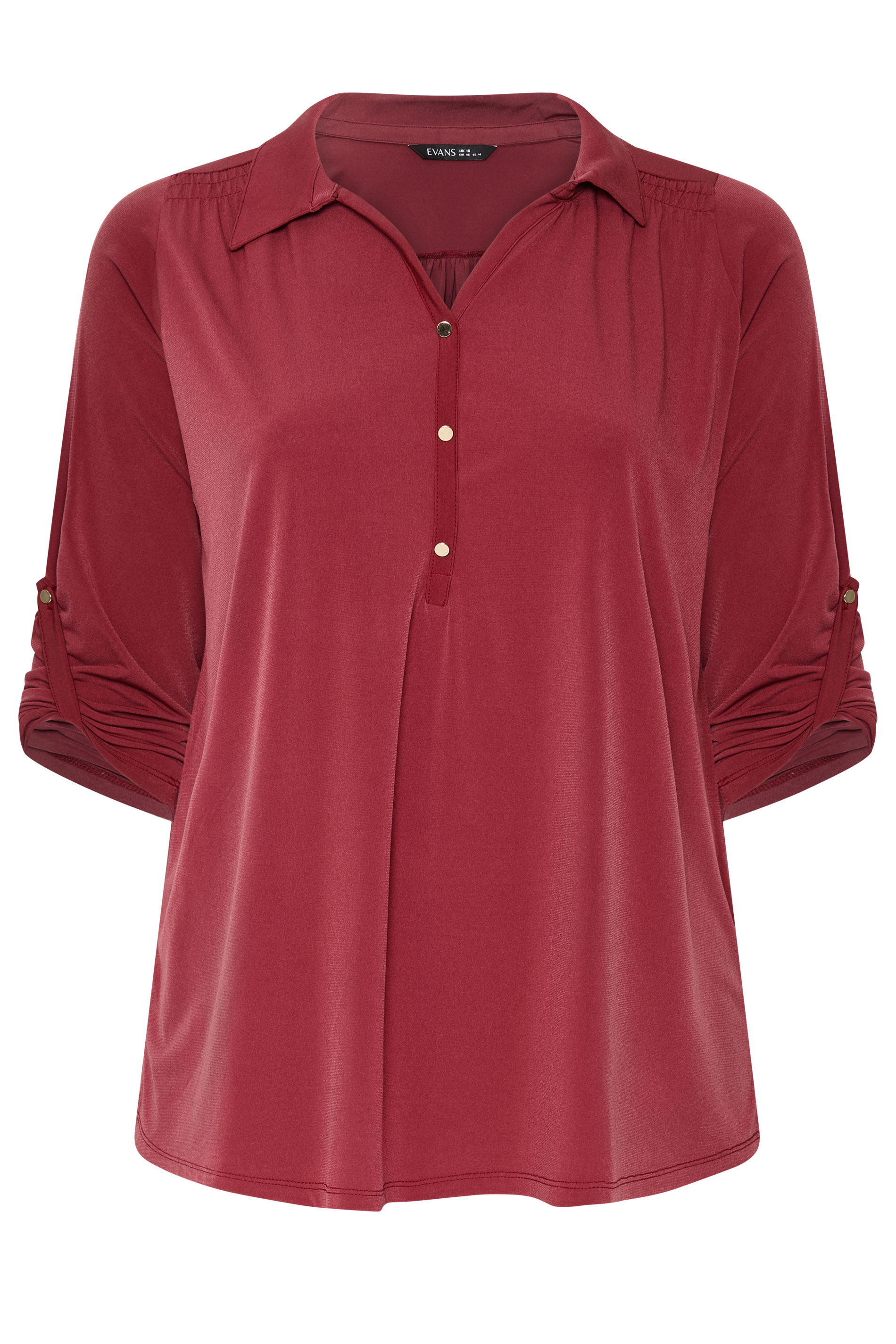 EVANS Plus Size Wine Red Long Sleeve Blouse | Evans  1