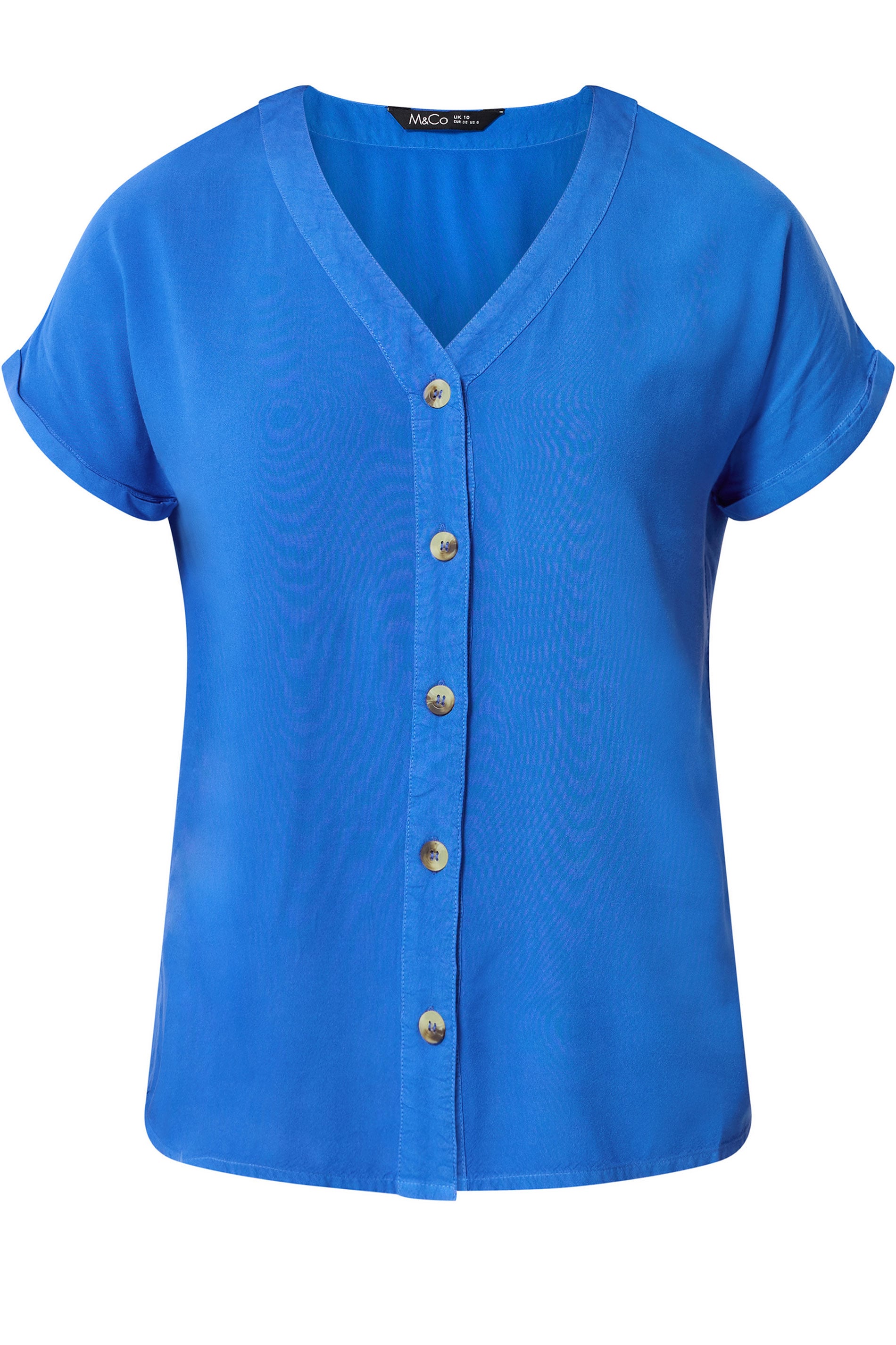 M&Co Cobalt Blue Button Front Blouse | M&Co 5