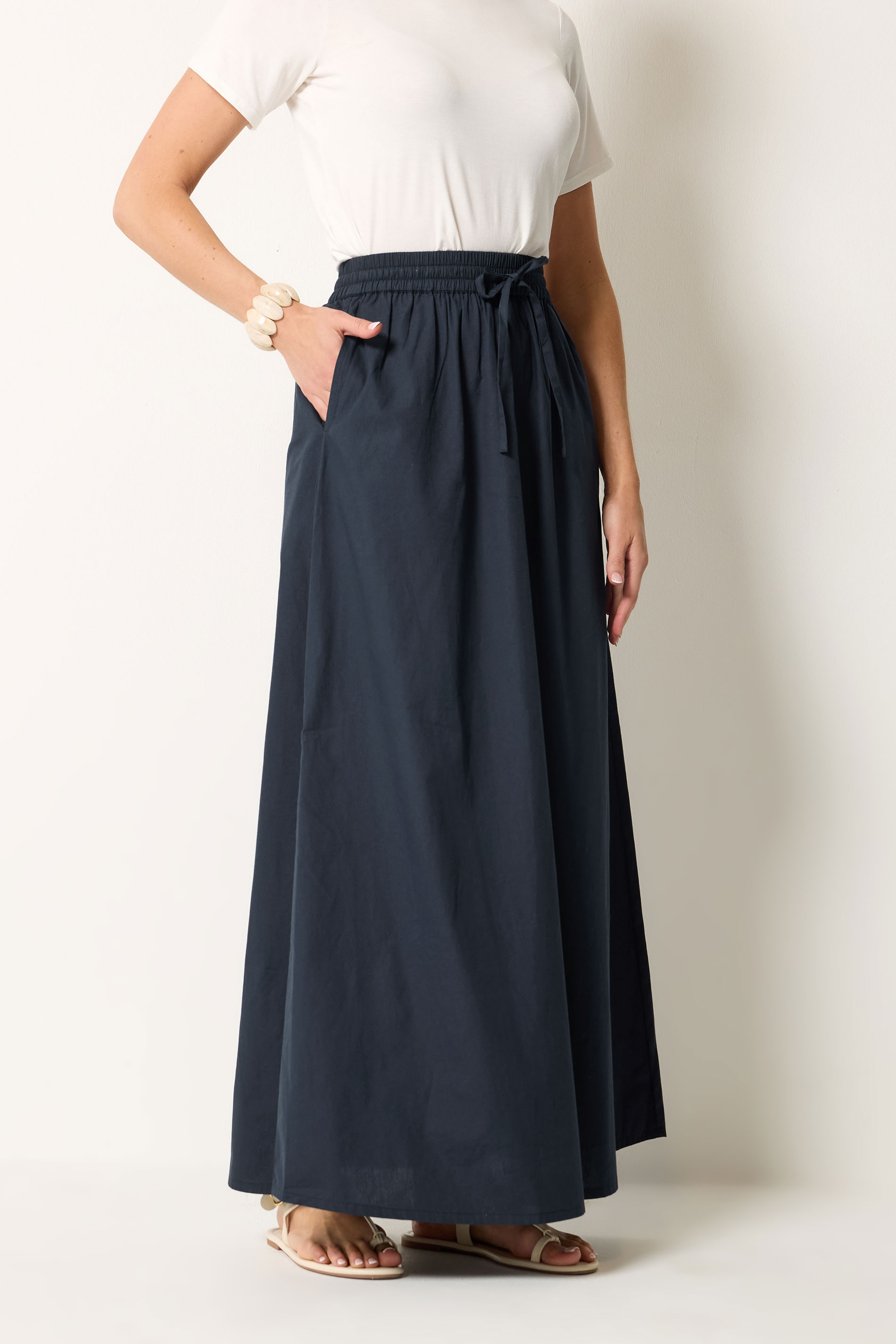 LTS Tall Women's Navy Blue Pull On Cotton Maxi Skirt | Long Tall Sally 1