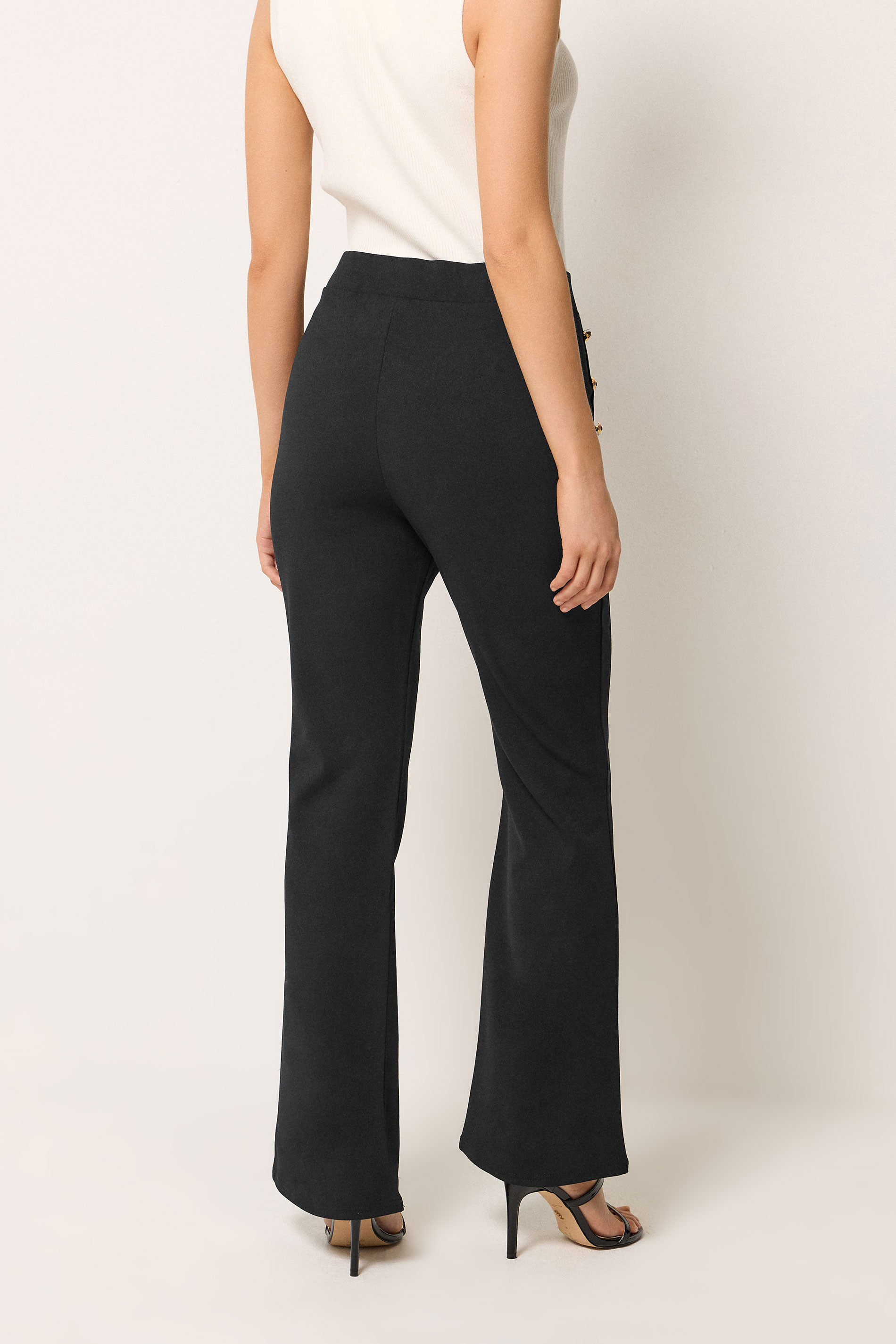STAR Black Button Detail Flared Trousers | StarByJM 3