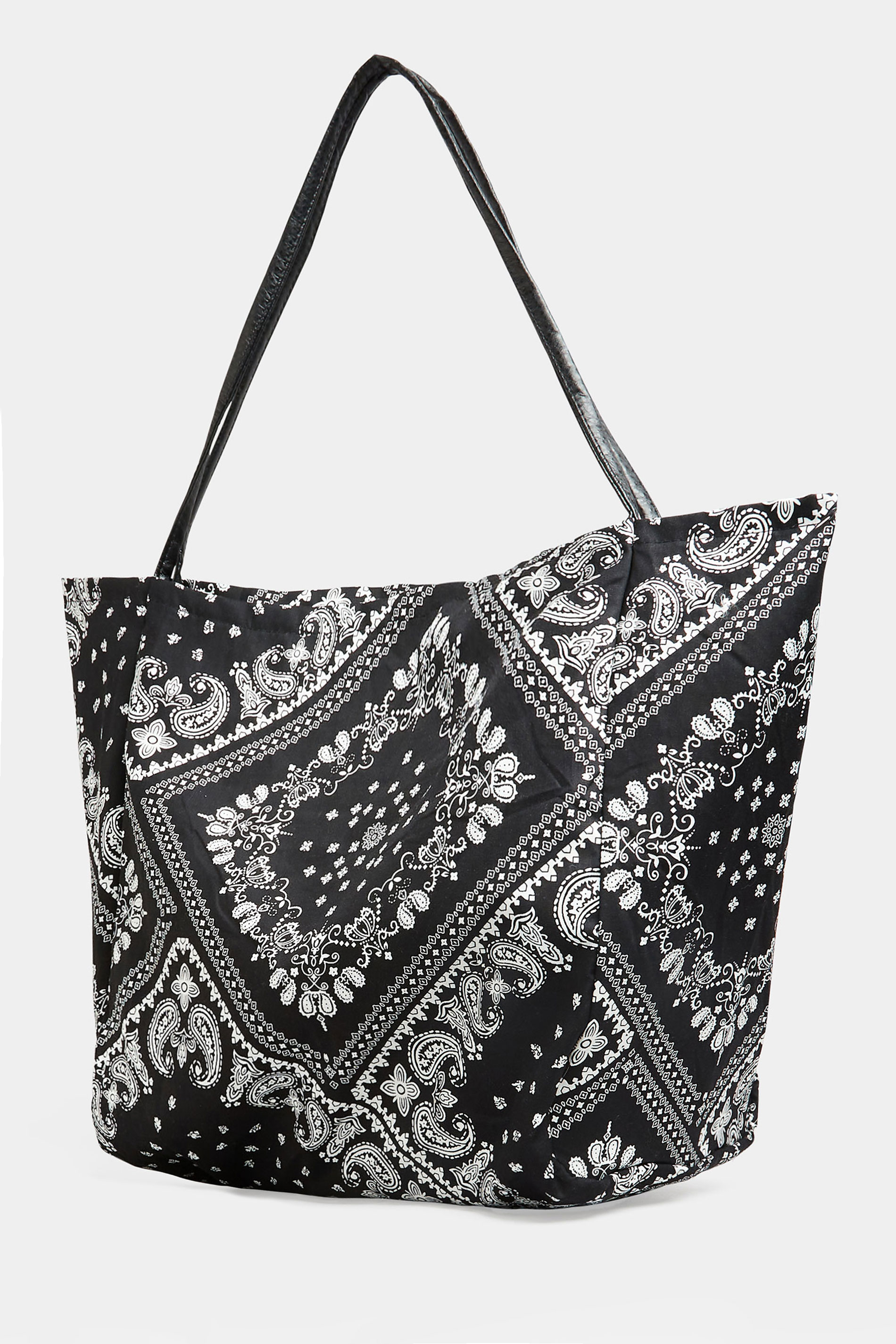 Black Paisley Print Tote Bag | Yours Clothing 1