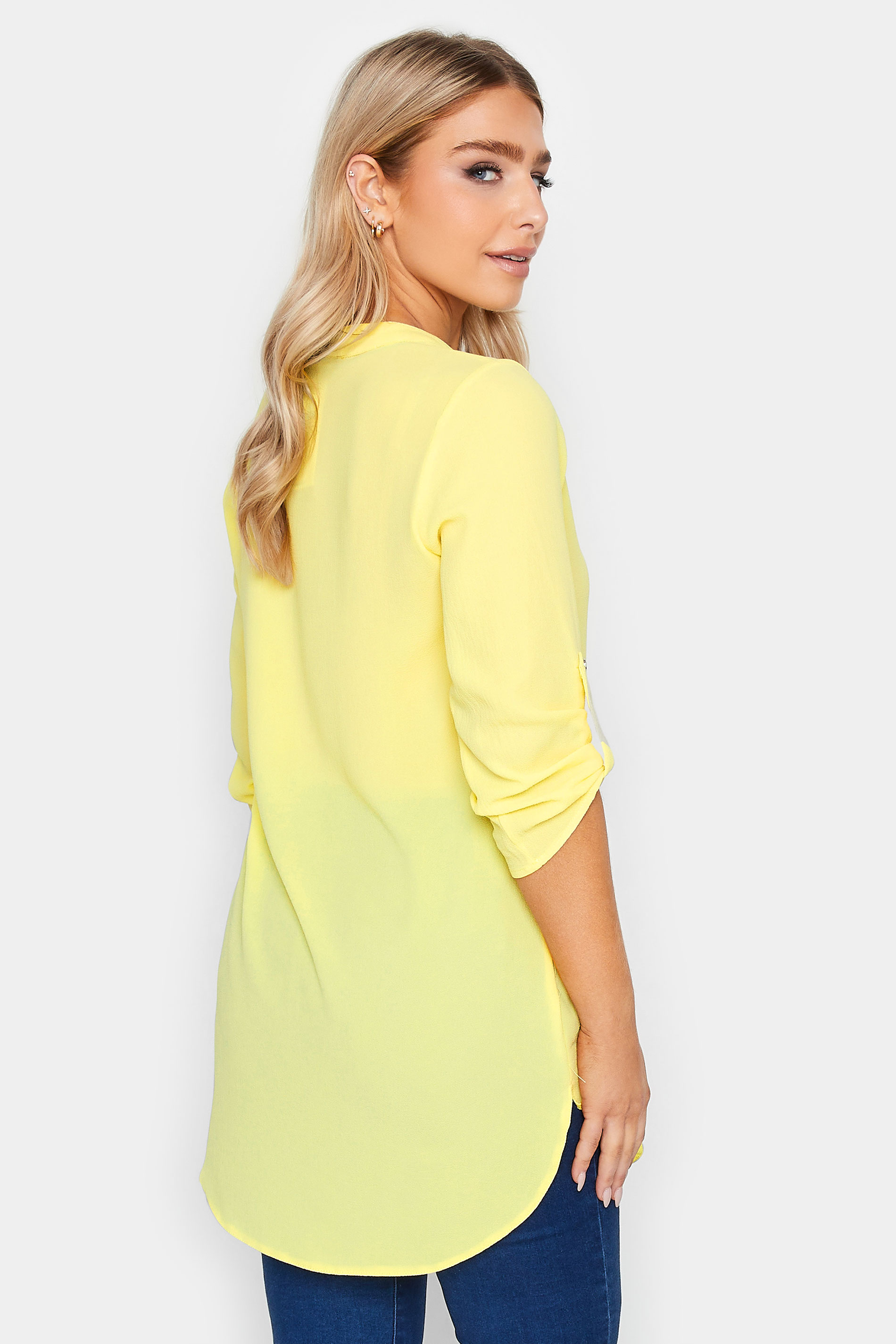 M&Co Yellow Statement Button Tab Sleeve Blouse | M&Co 3