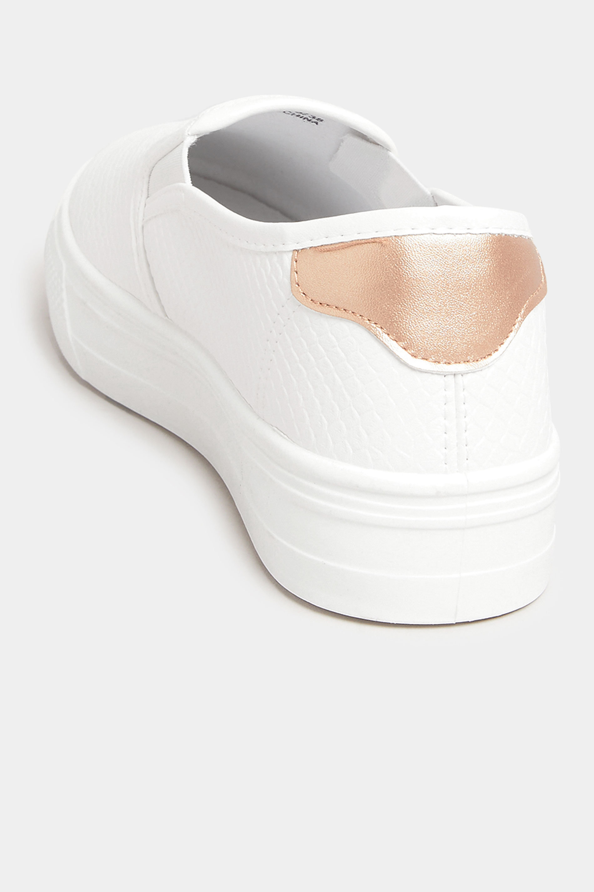 Grande taille  Shoes Grande taille  Flat Shoes | PixieGirl White Croc Flatform Slip On Trainers In Standard D Fit - TR40125