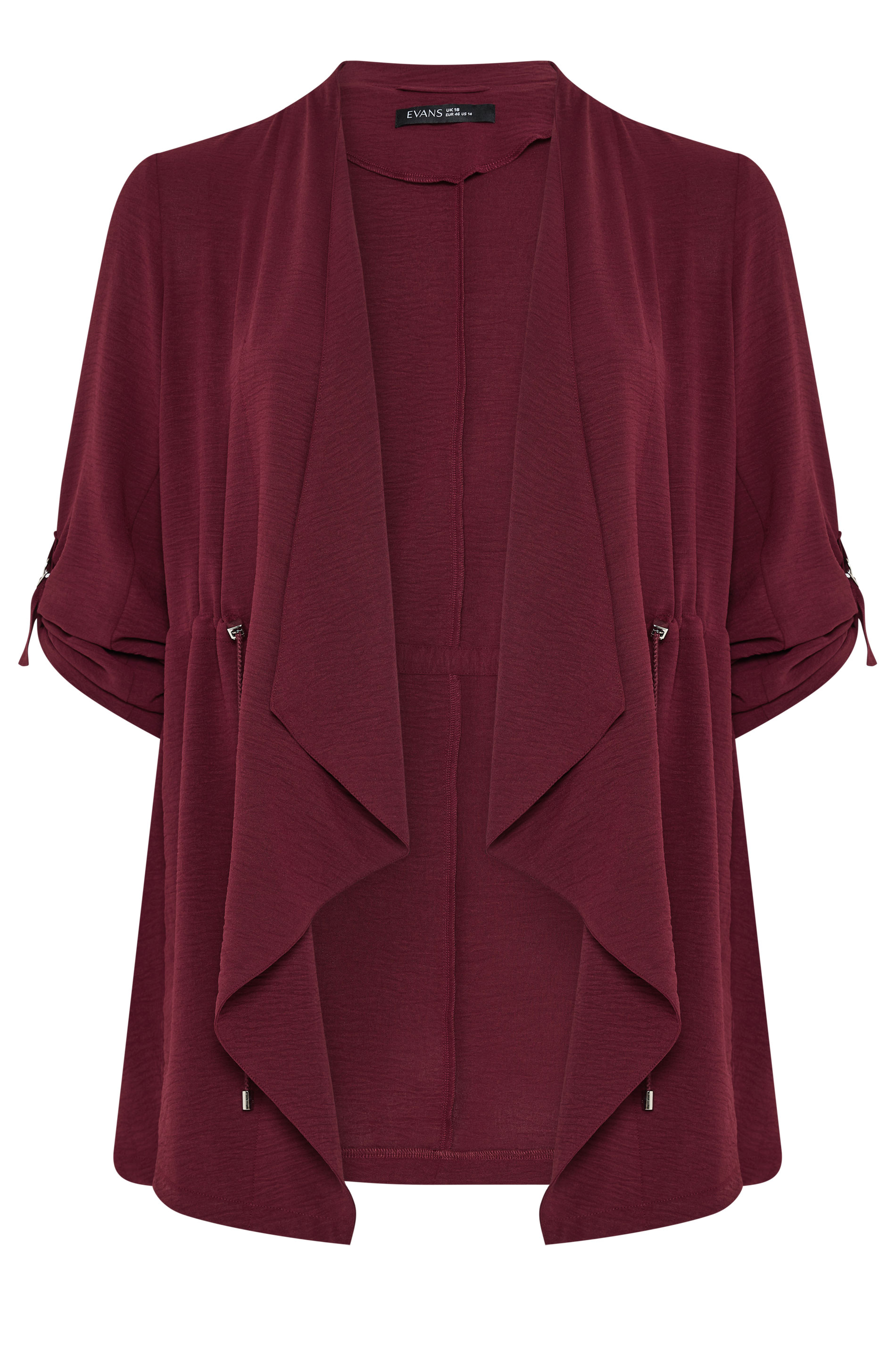 EVANS Plus Size Berry Red Lightweight Waterfall Jacket | Evans 5