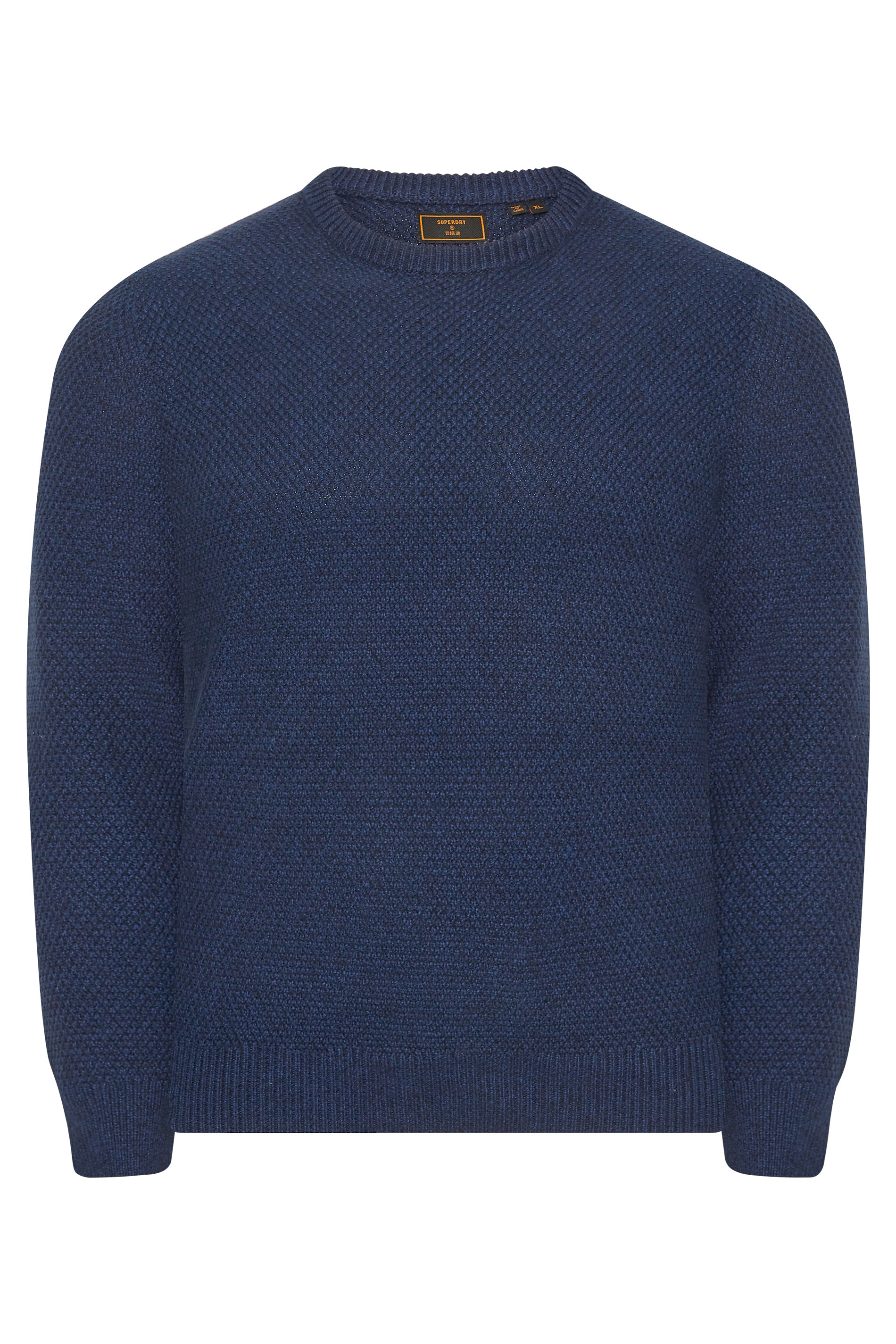 Big & Tall SUPERDRY Navy Blue Knitted Jumper | BadRhino 1