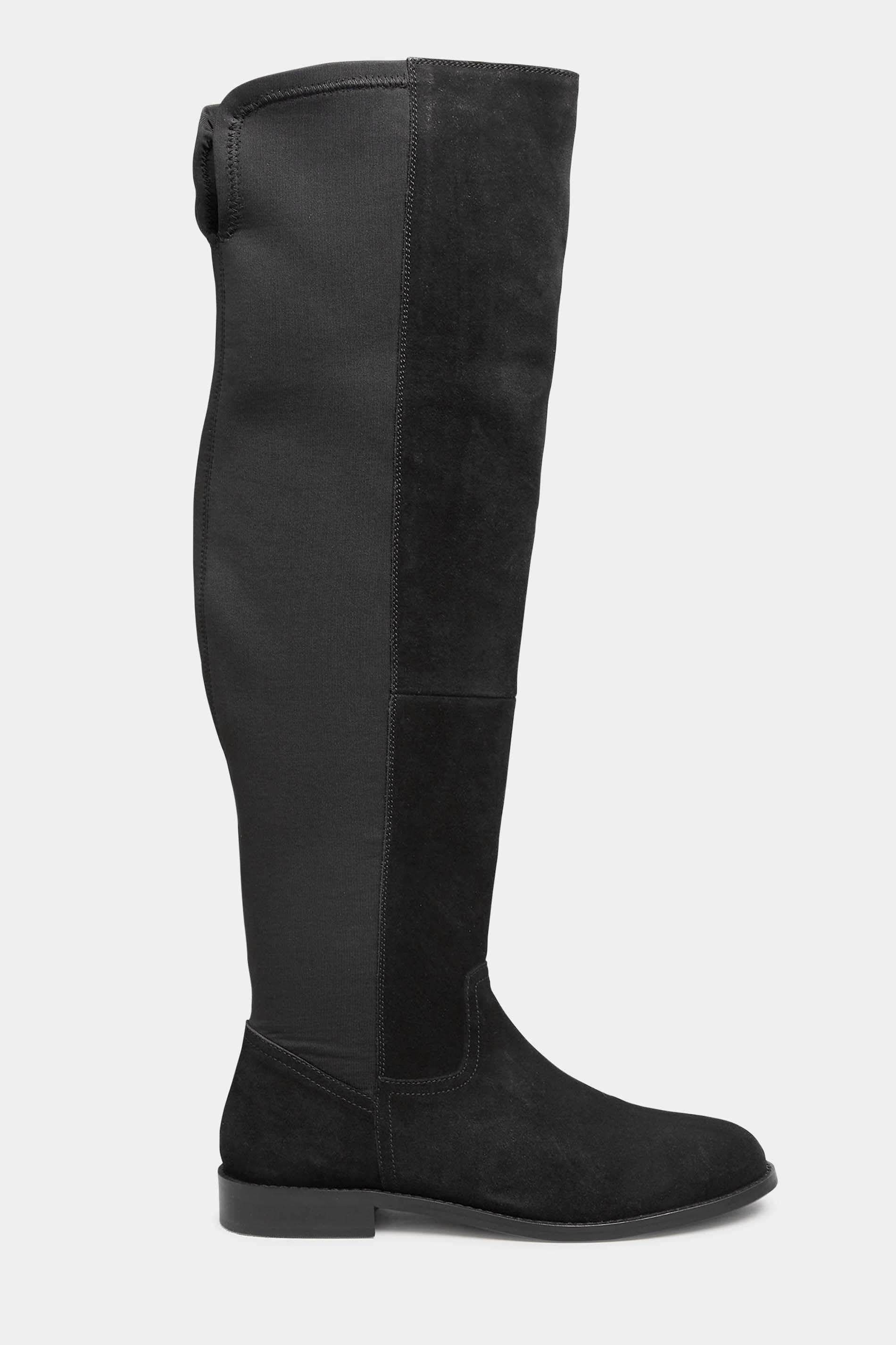 LTS Black Over The Knee 50/50 Suede Boot In Standard D Fit | Long Tall ...