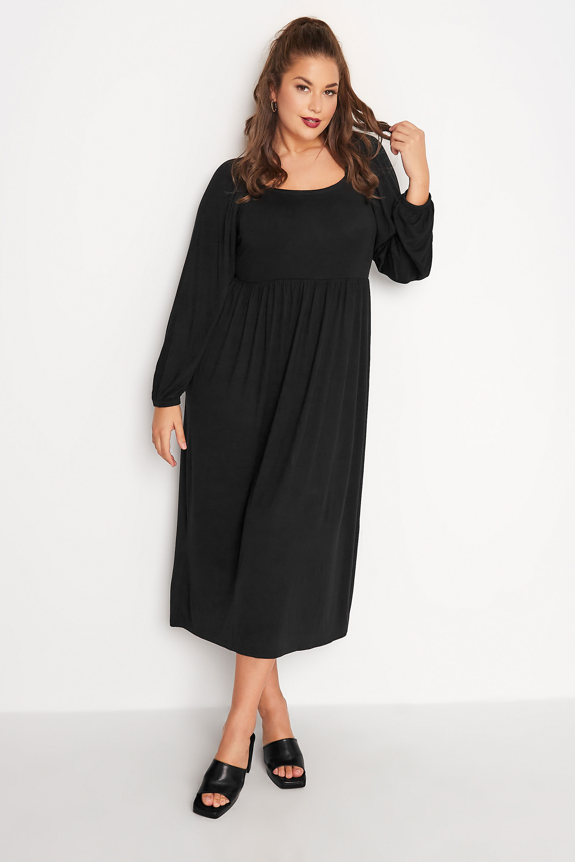 LIMITED COLLECTION Plus Size Black Smock Dress | Yours Clothing  1