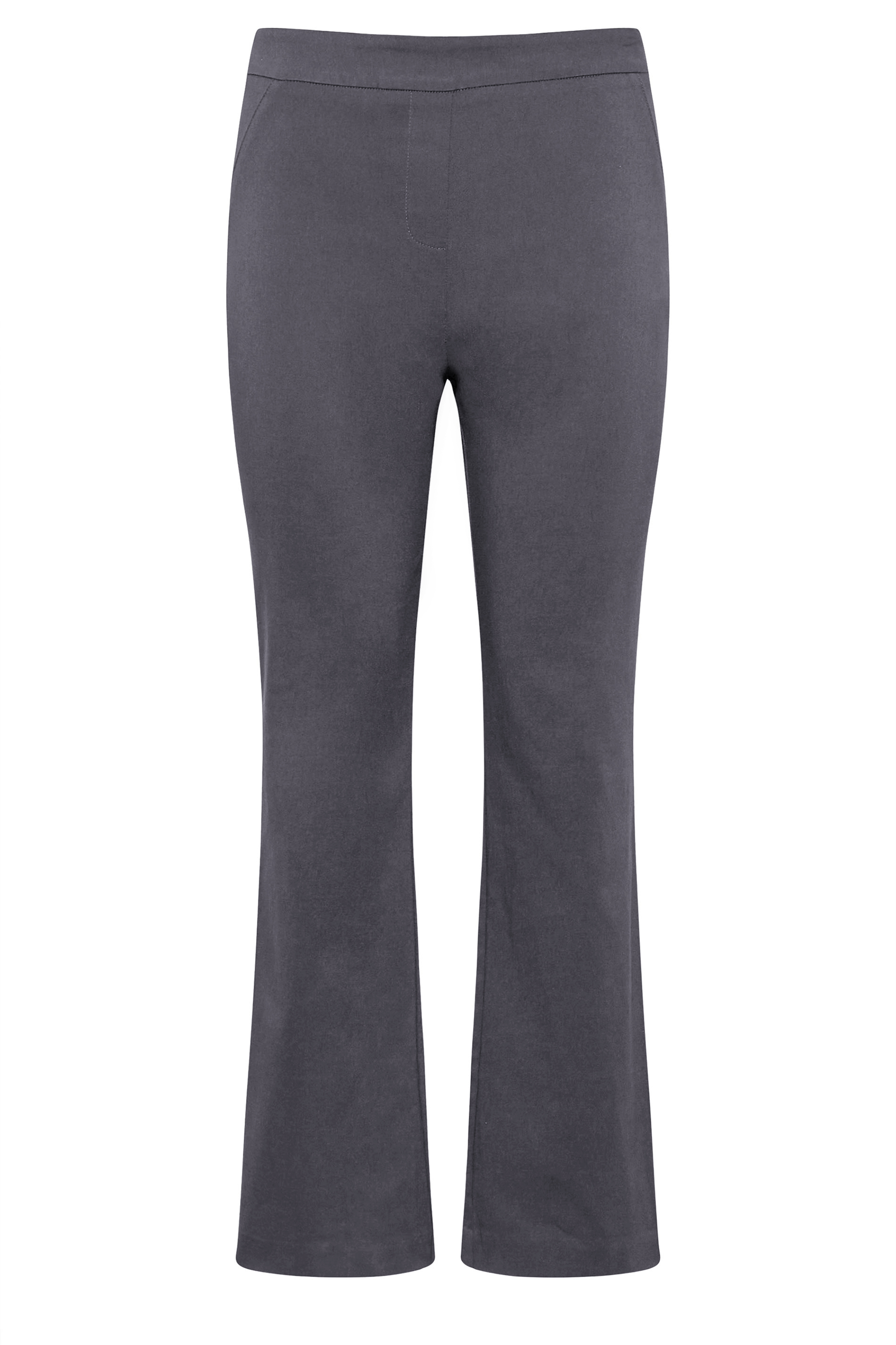 Petite Grey Stretch Bengaline Bootcut Trousers | PixieGirl
