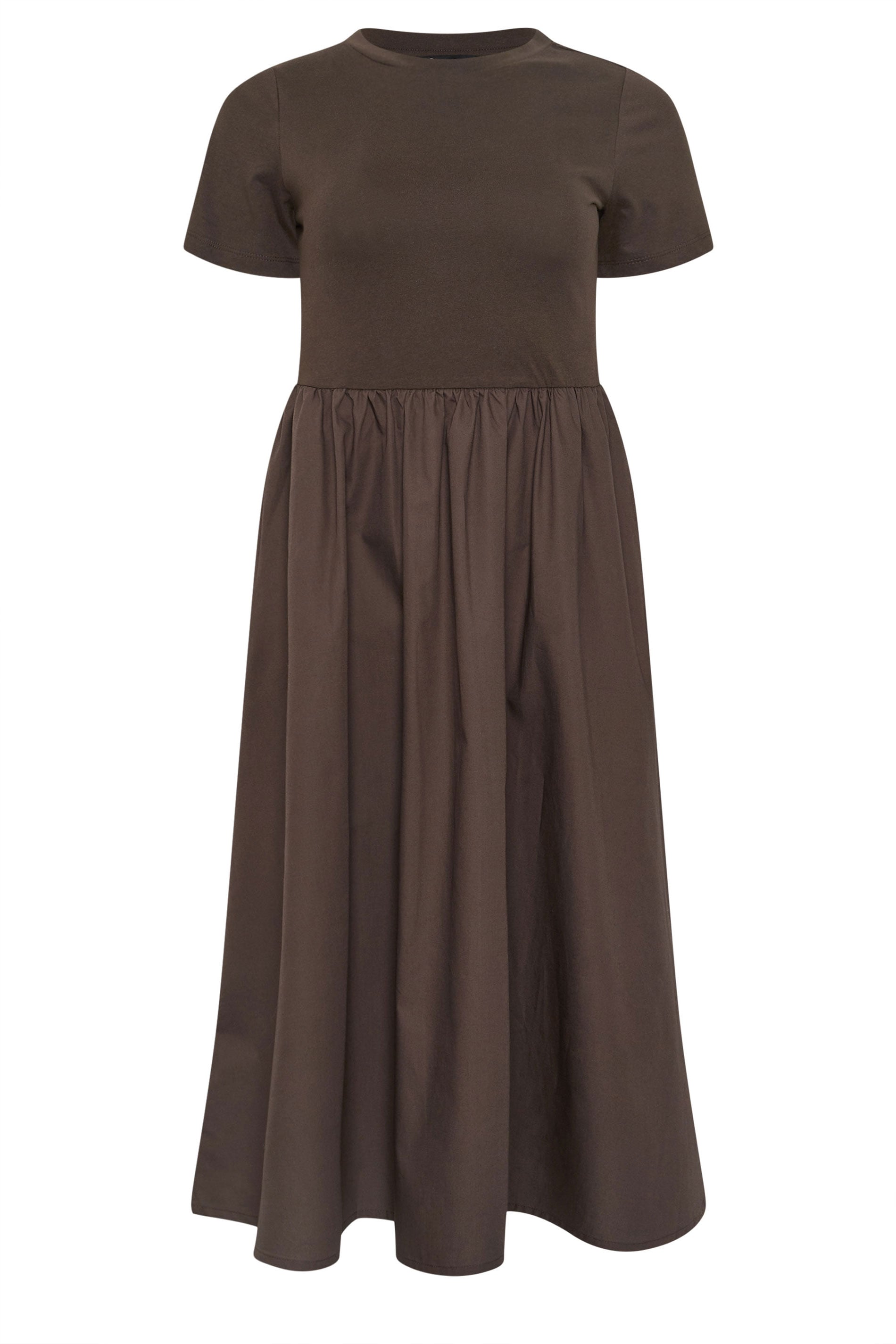 M&Co Petite Chocolate Brown Short Sleeve Cotton Midi Dress | M&Co 5