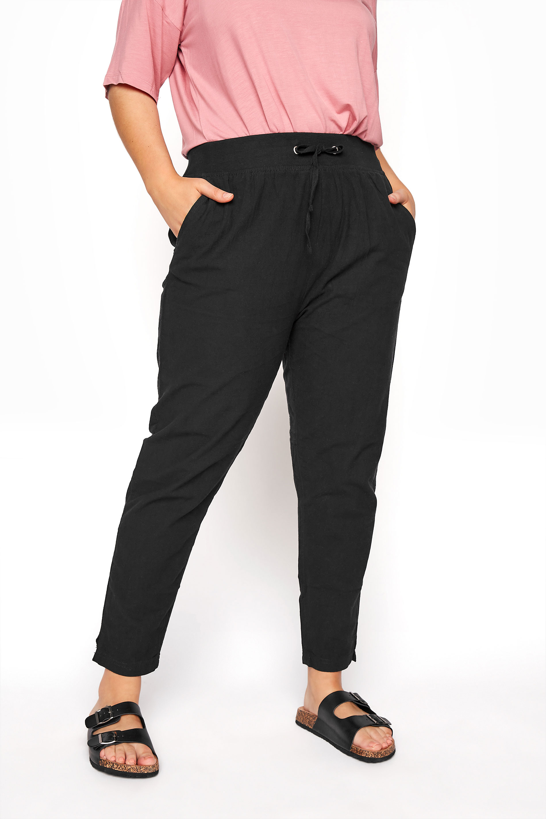 Grande taille  Pantalons Grande taille  Joggings | Jogging Noir en Coton - CP66722
