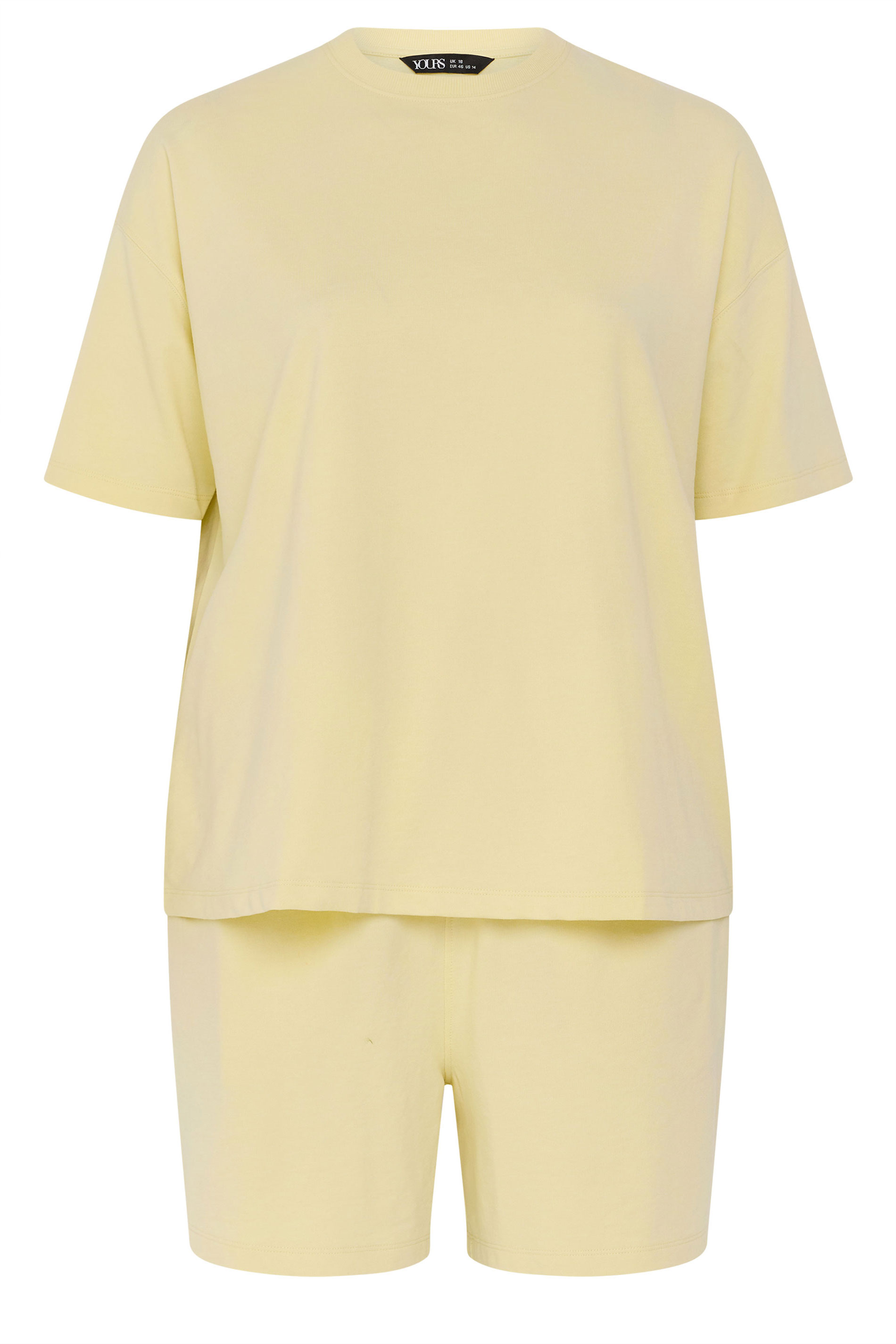 YOURS Plus Size Yellow Sweat T-Shirt & Short Set | Yours Clothing 7