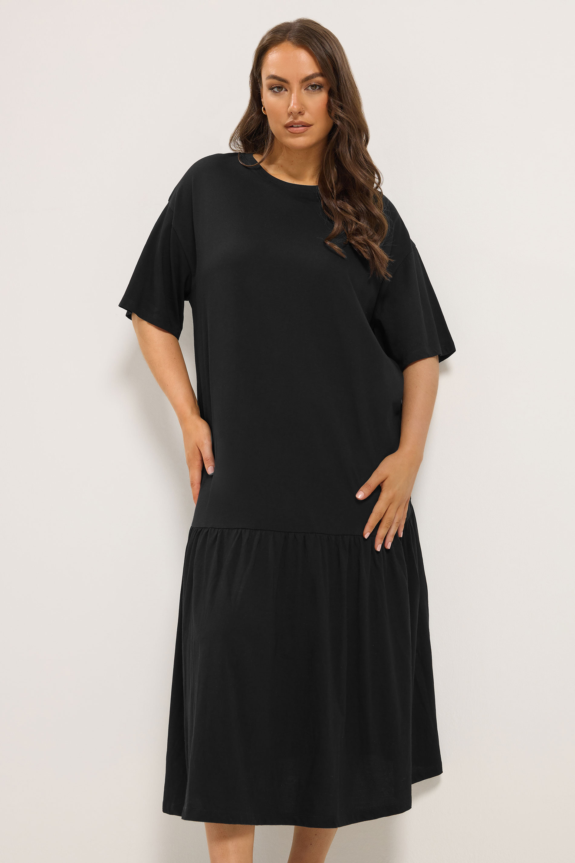YOURS Plus Size Black Drop Waist Maxi Dress | Yours Clothing 1
