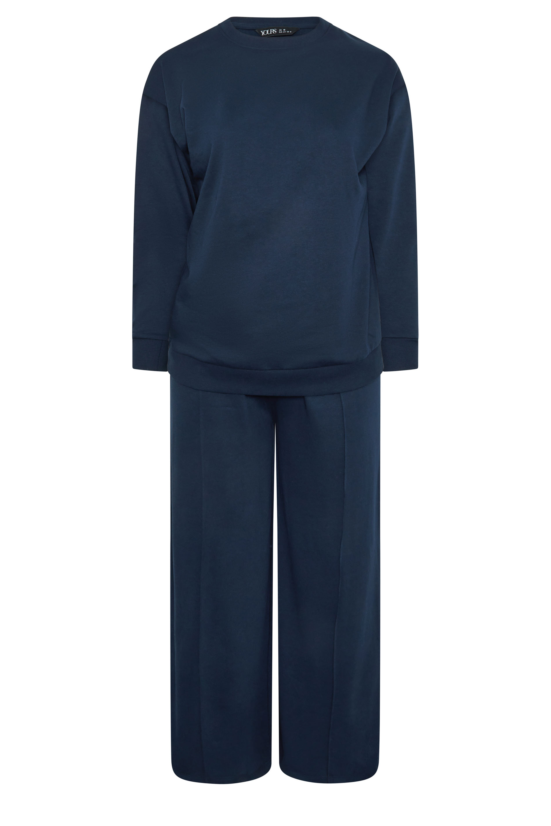 YOURS Plus Size Navy Blue Sweatshirt Jogger & T-Shirt Set | Yours Clothing 7